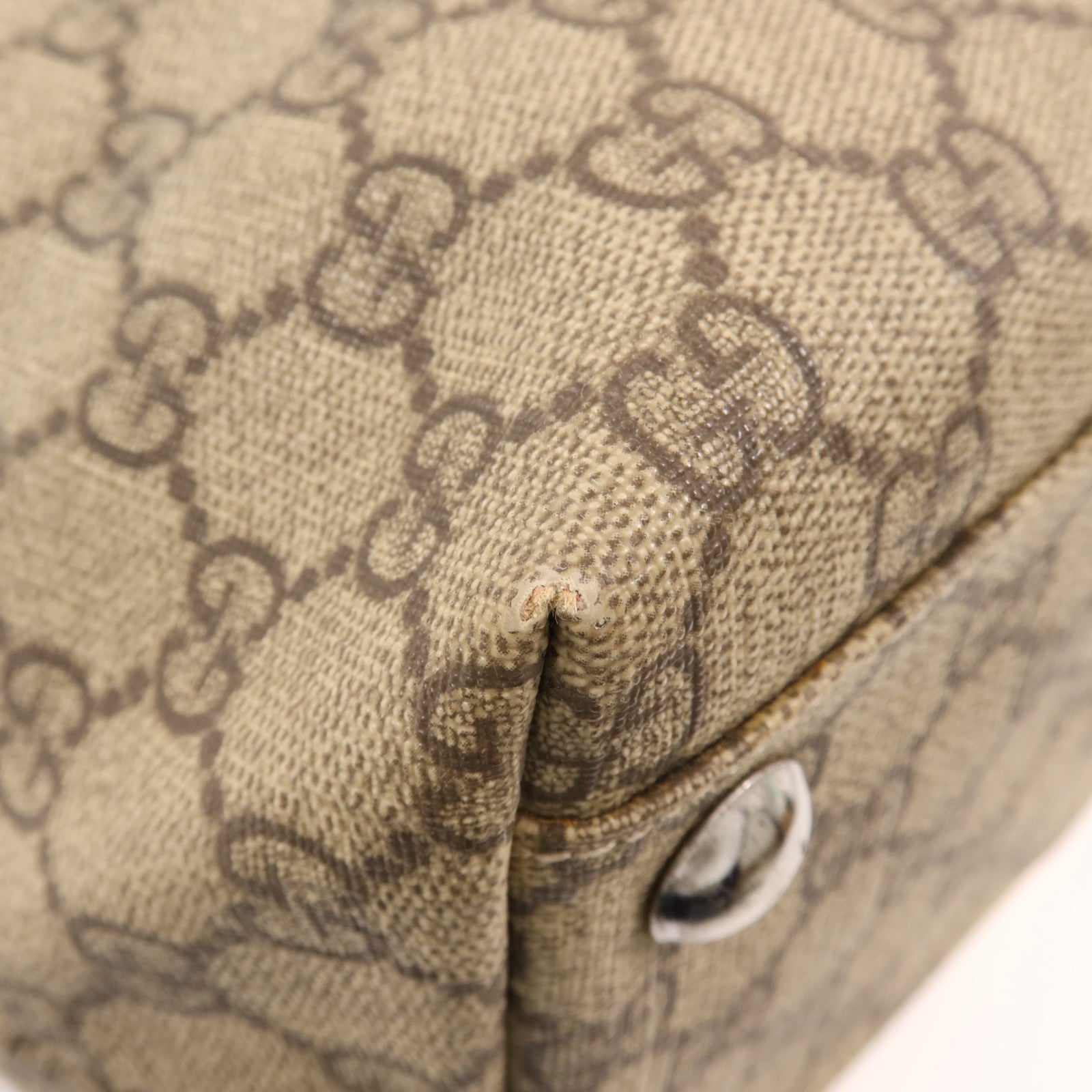 GUCCI 塗層帆布Tote Bag銀扣肩背袋