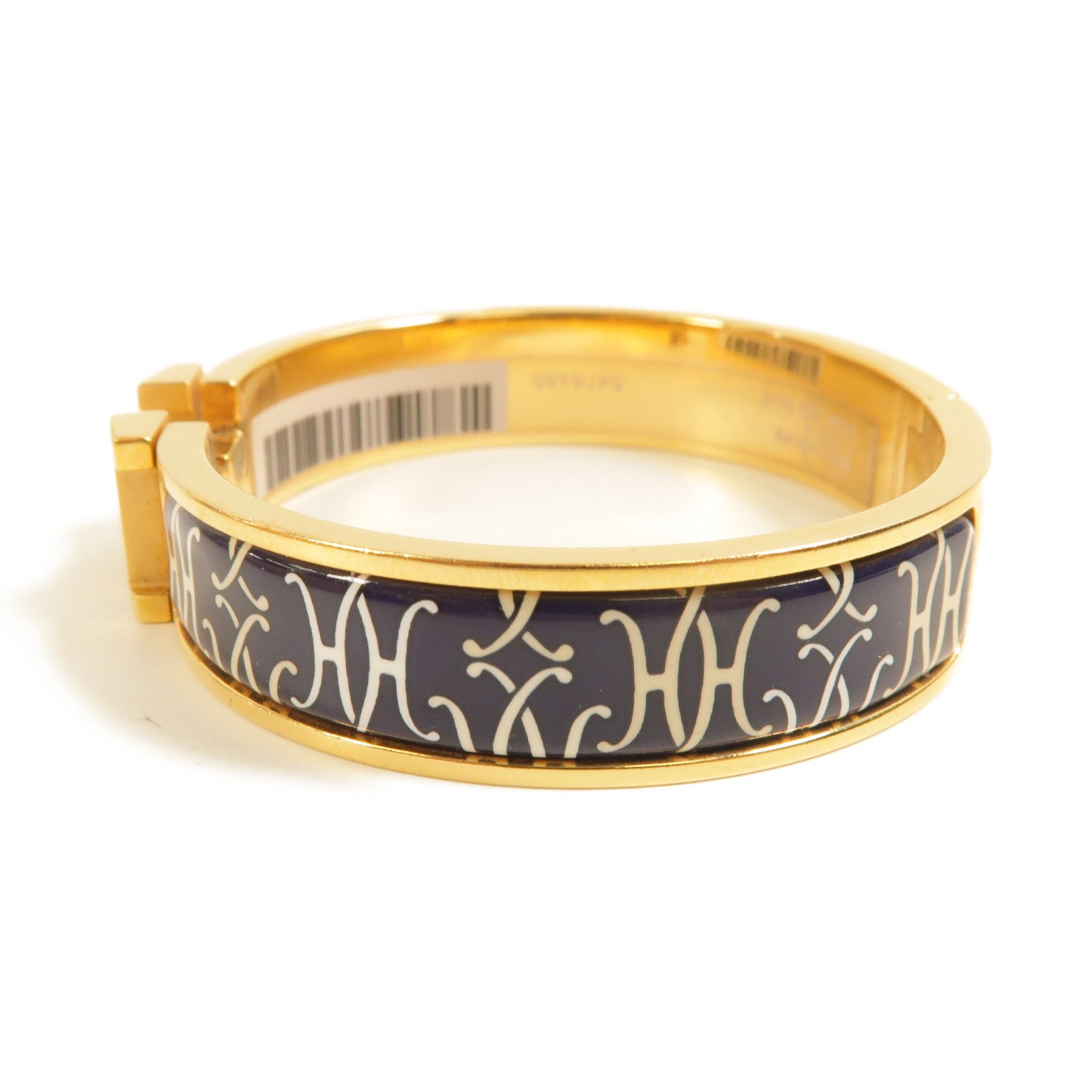 HERMES Clic H Bangle Metal Enamel Gold Blue
