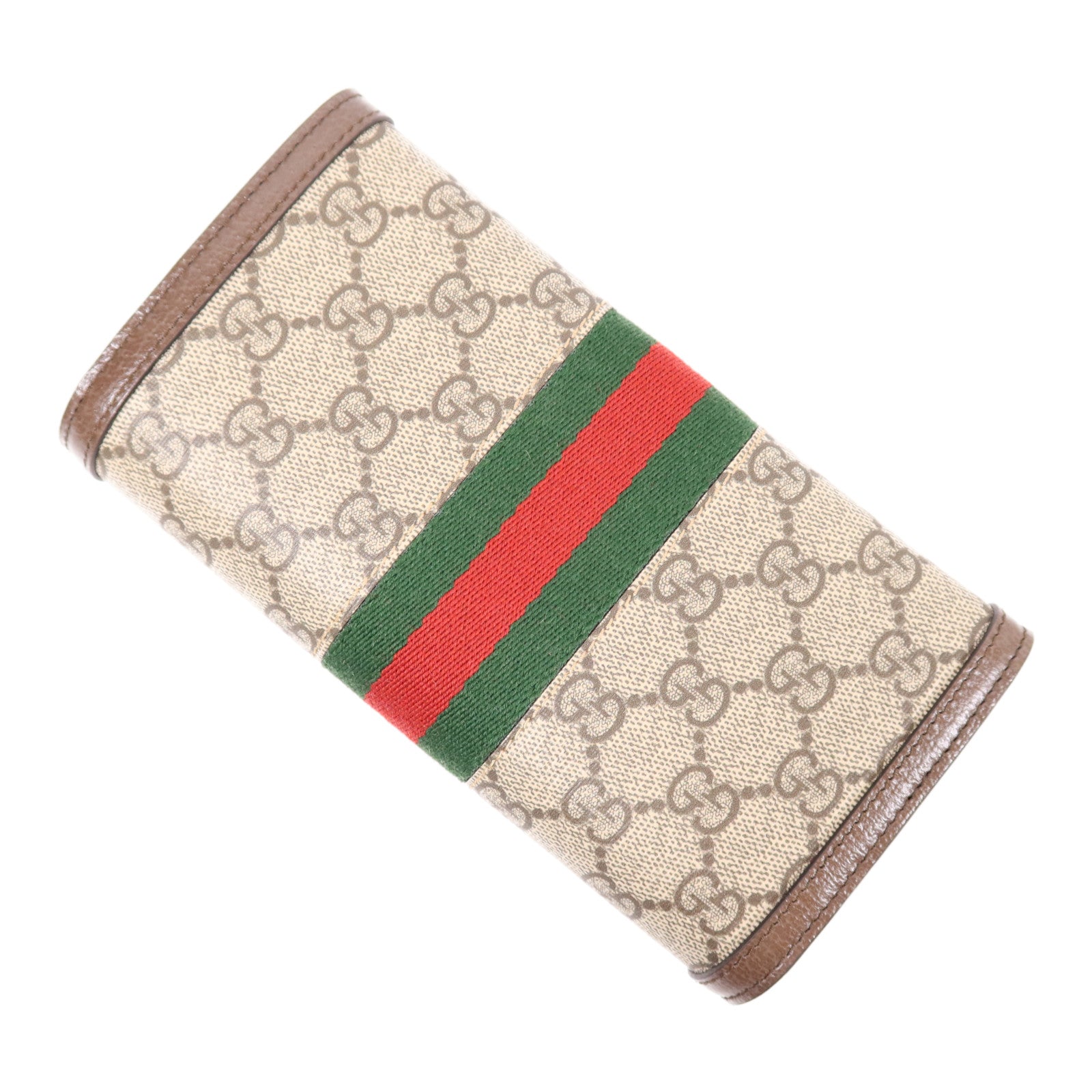 GUCCI GG GHW Ophidia GG Wallet Long Wallet Coated Canvas Brown 7044
