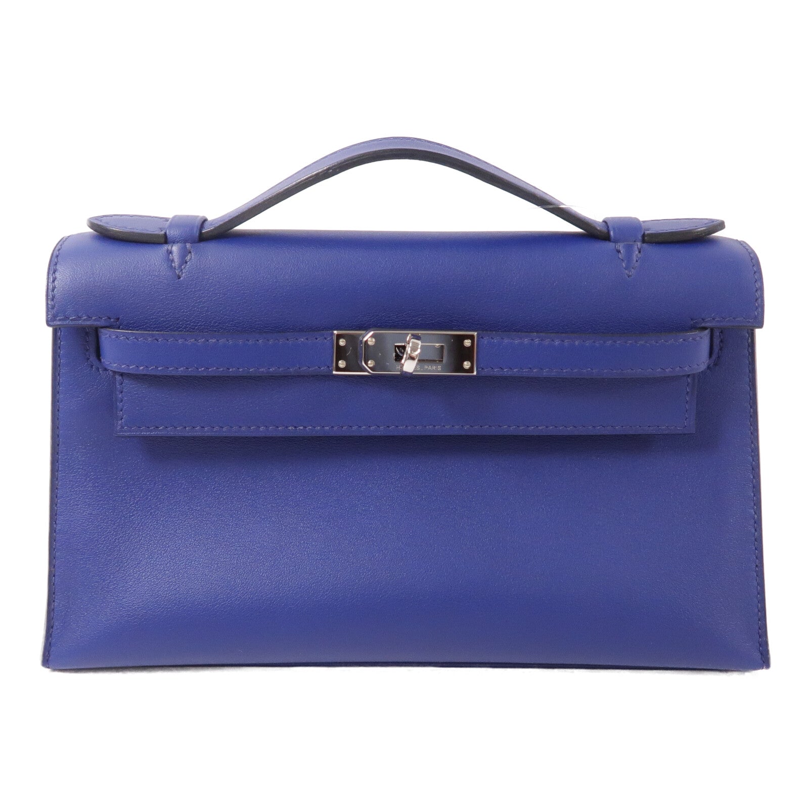 HERMES Swift皮革Kelly Pochette手挽袋Bleu Saphir