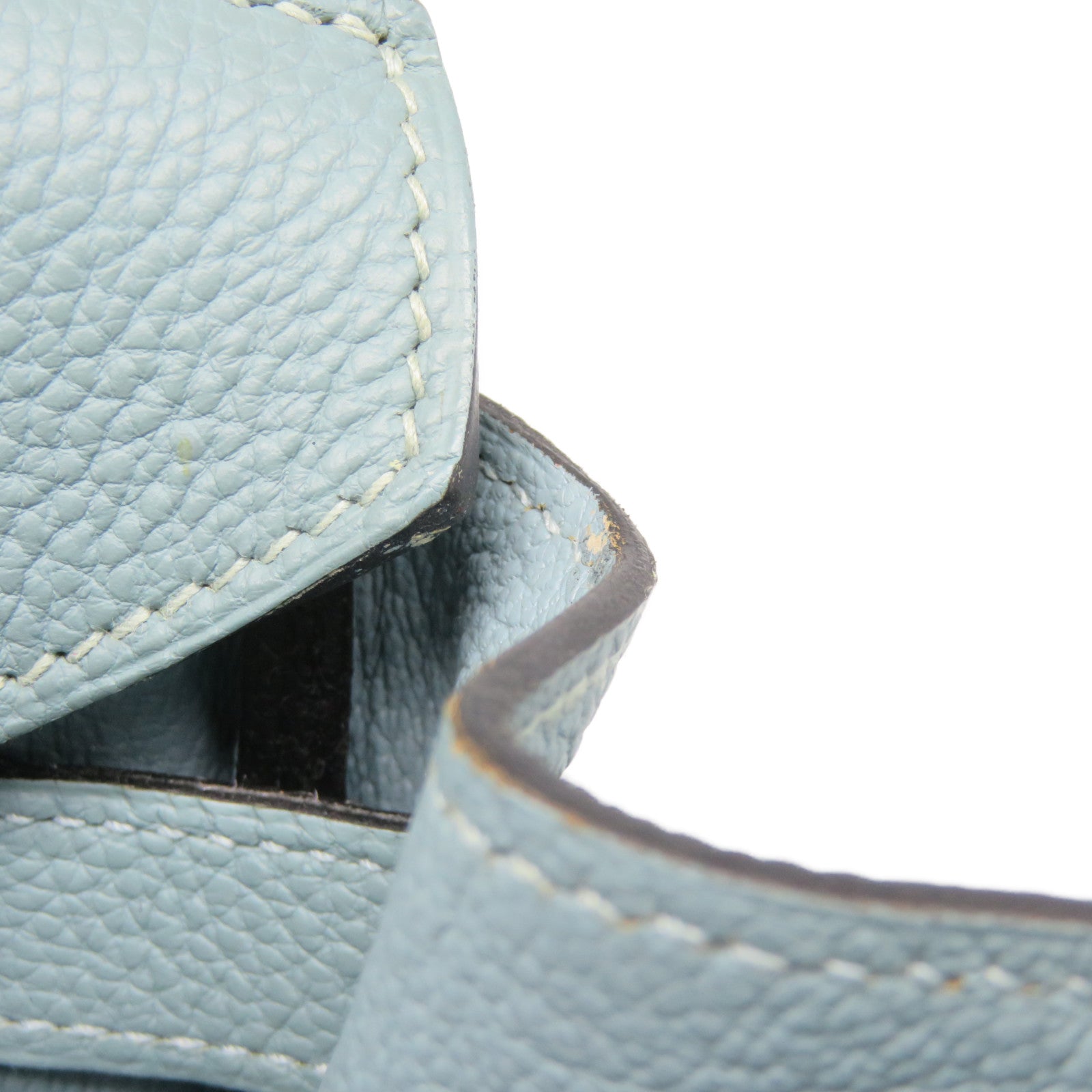 HERMES [Sharp Discount] Clemence Leather Birkin 40 Silver Buckle Hand Bag Gray Blue/Blue Ciel/7G