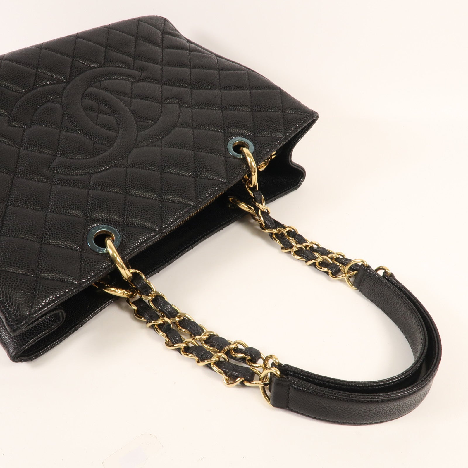 CHANEL 牛皮皮革GST Grand Shopping Tote金扣鏈帶肩背袋