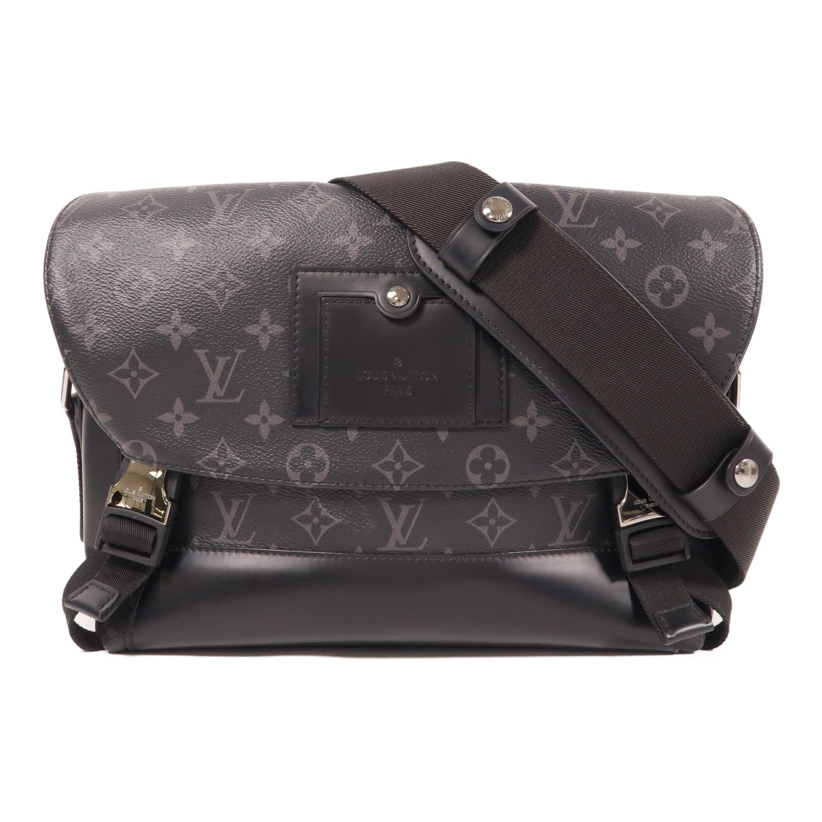 LOUIS VUITTON Monogram Eclipse Messenger PM Voyager銀扣肩背袋