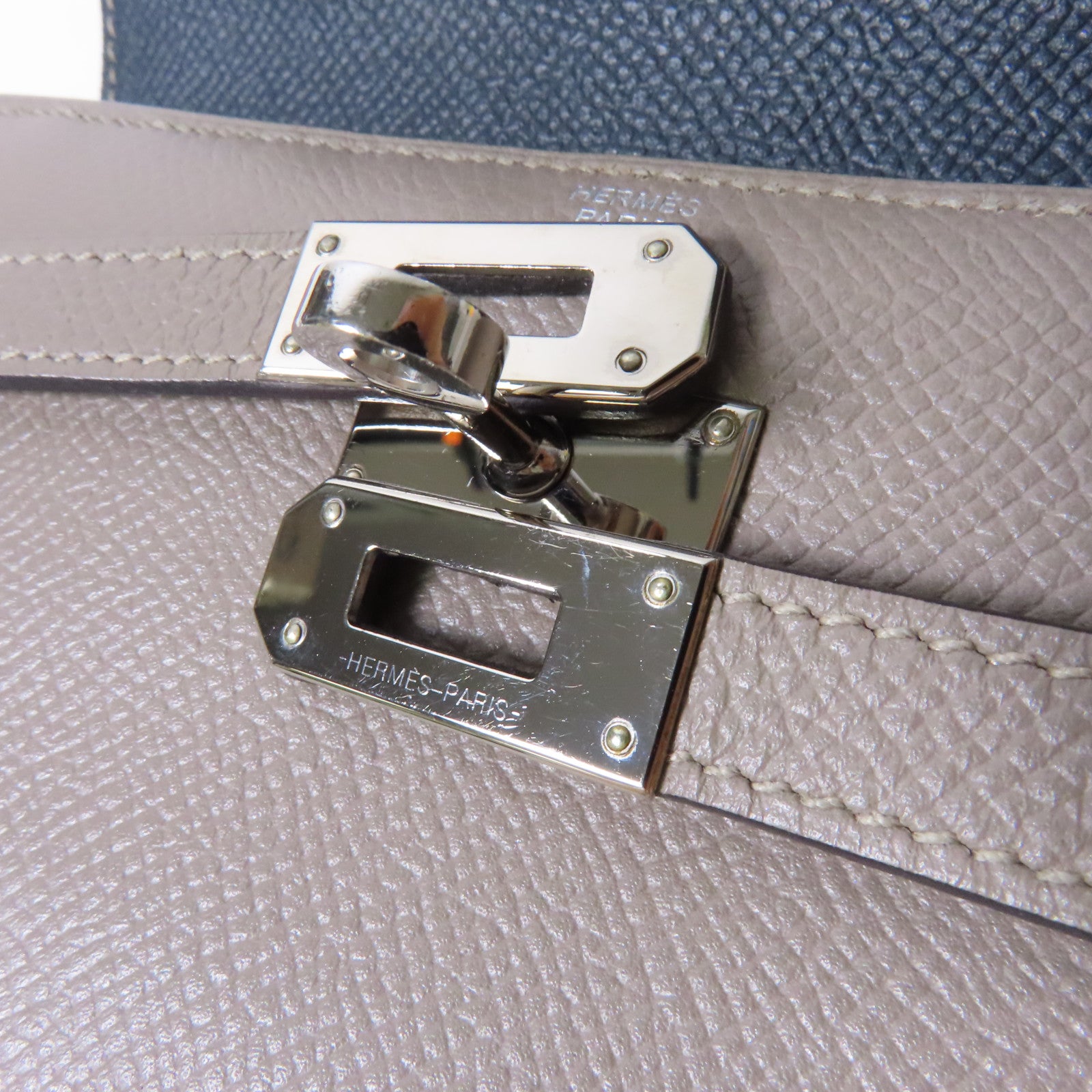 HERMES 【激減優惠】Epsom皮革Kelly Compact Wallet銀扣錢包啡色