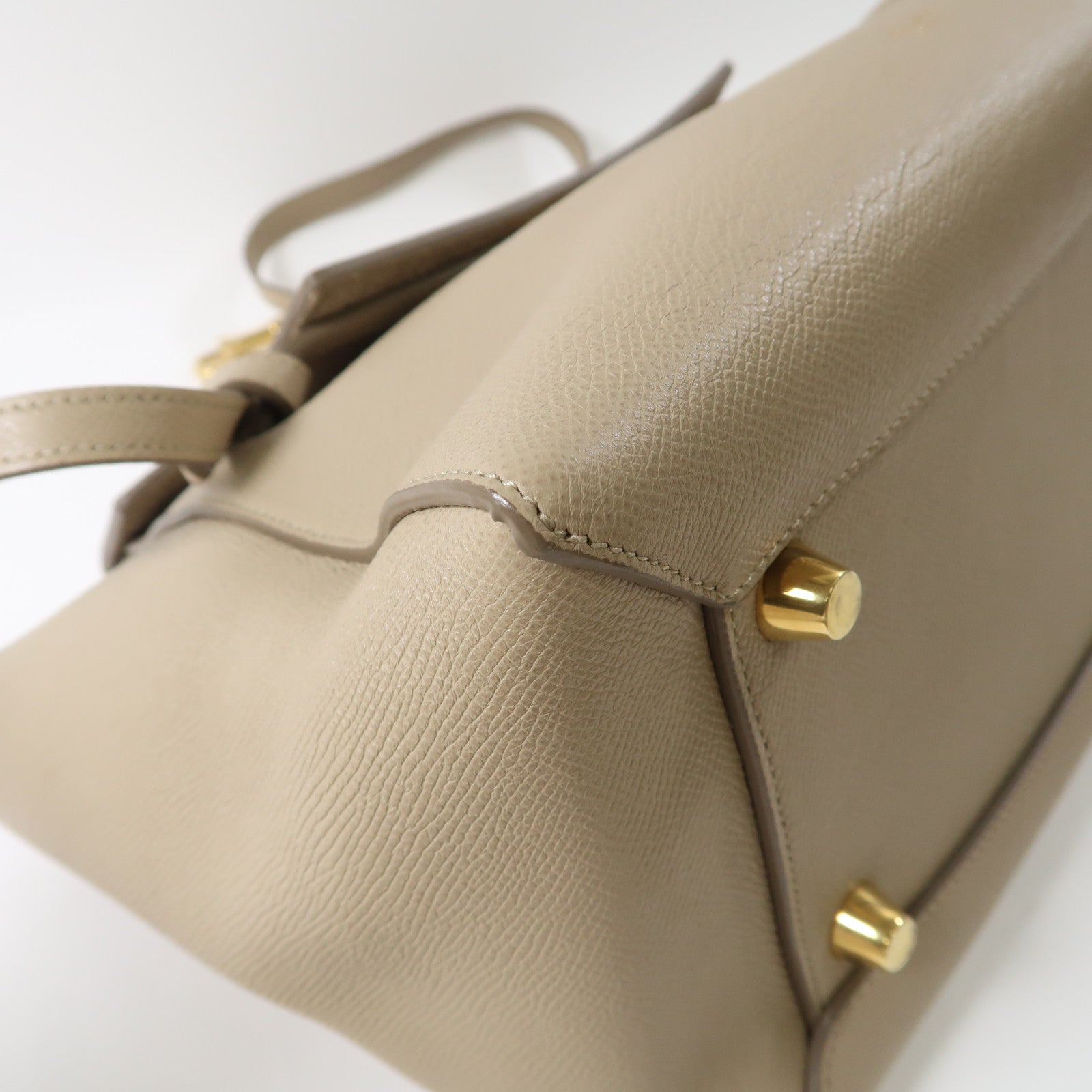 CELINE 牛皮皮革Belt Bag金扣手挽肩背兩用袋杏色