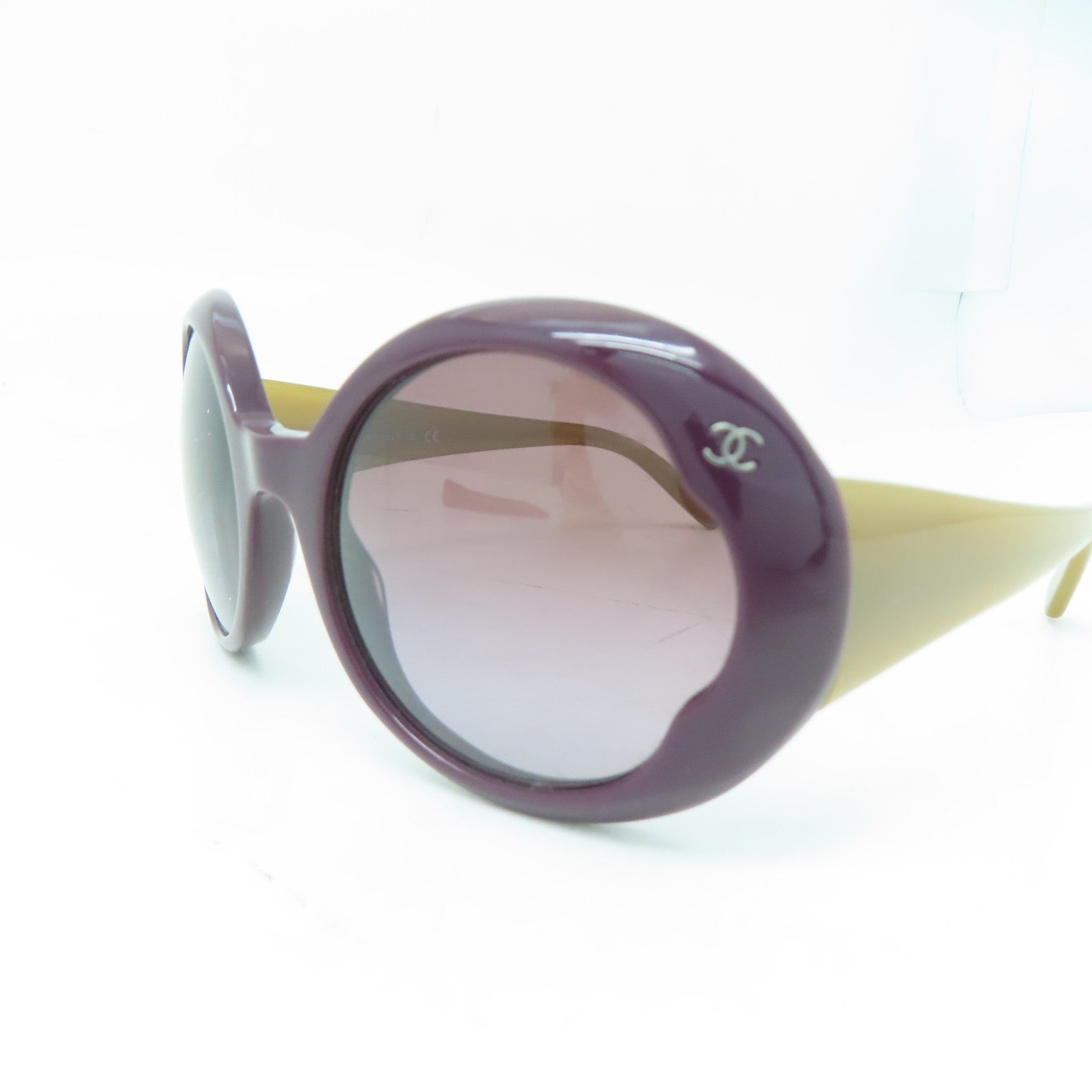 CHANEL 【激減優惠】PVC Sunglasses銀扣太陽眼鏡紫色/芥末色