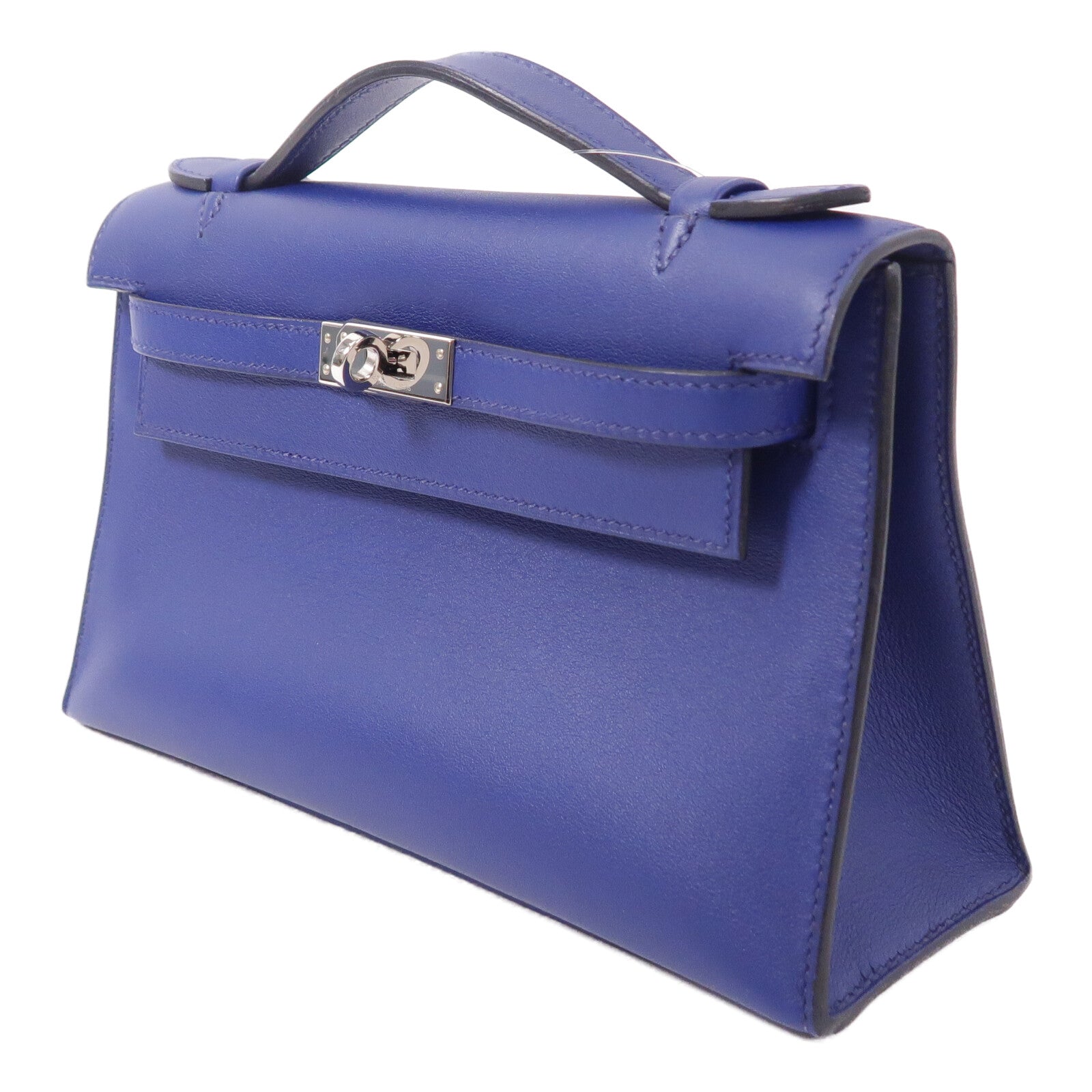 HERMES Swift皮革Kelly Pochette手挽袋Bleu Saphir