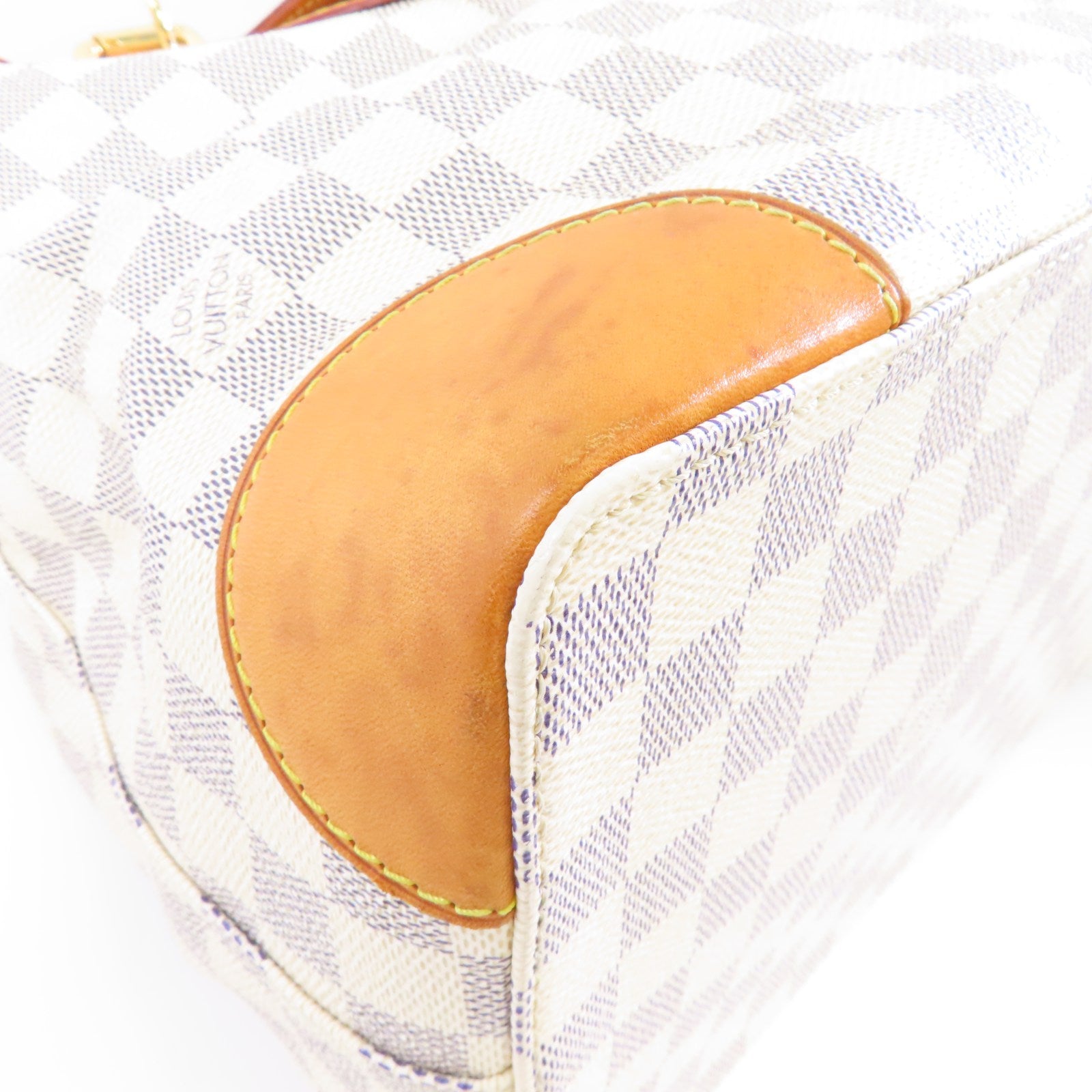 LOUIS VUITTON Damier Azur Hampstead MM金扣手挽袋白色