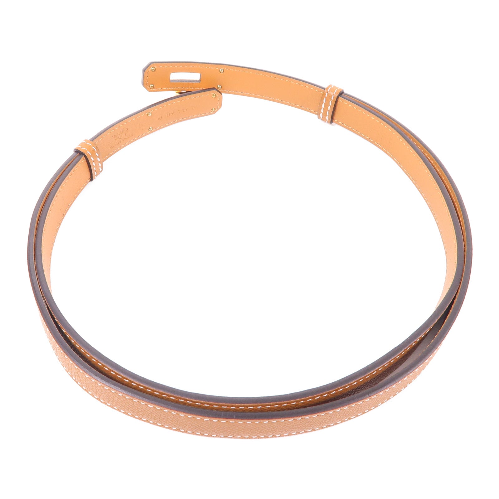 HERMES Epsom皮革Kelly 18 Belt皮帶37 Gold