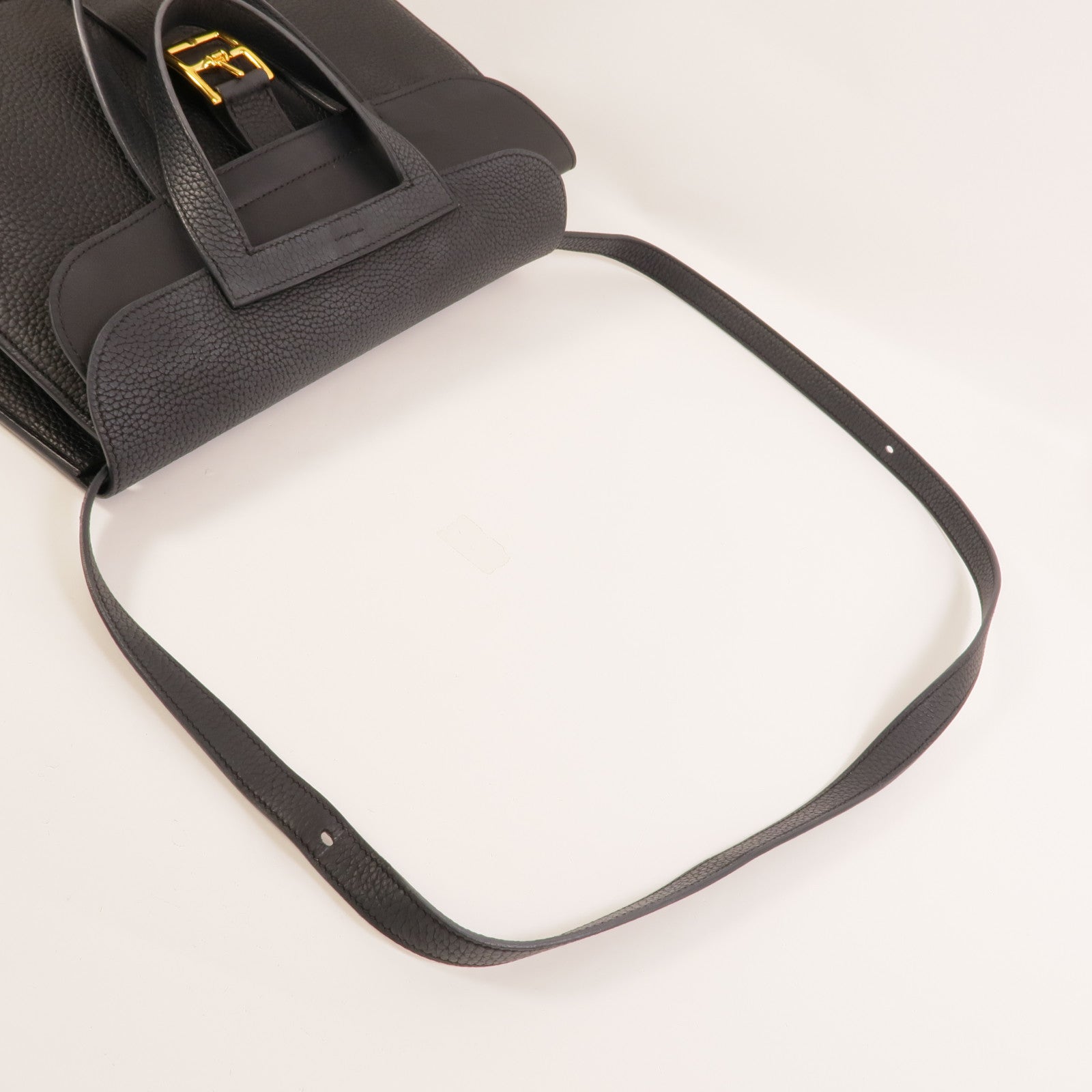 HERMES Clemence皮革Halzan 31手挽肩背兩用袋Blue Nuit