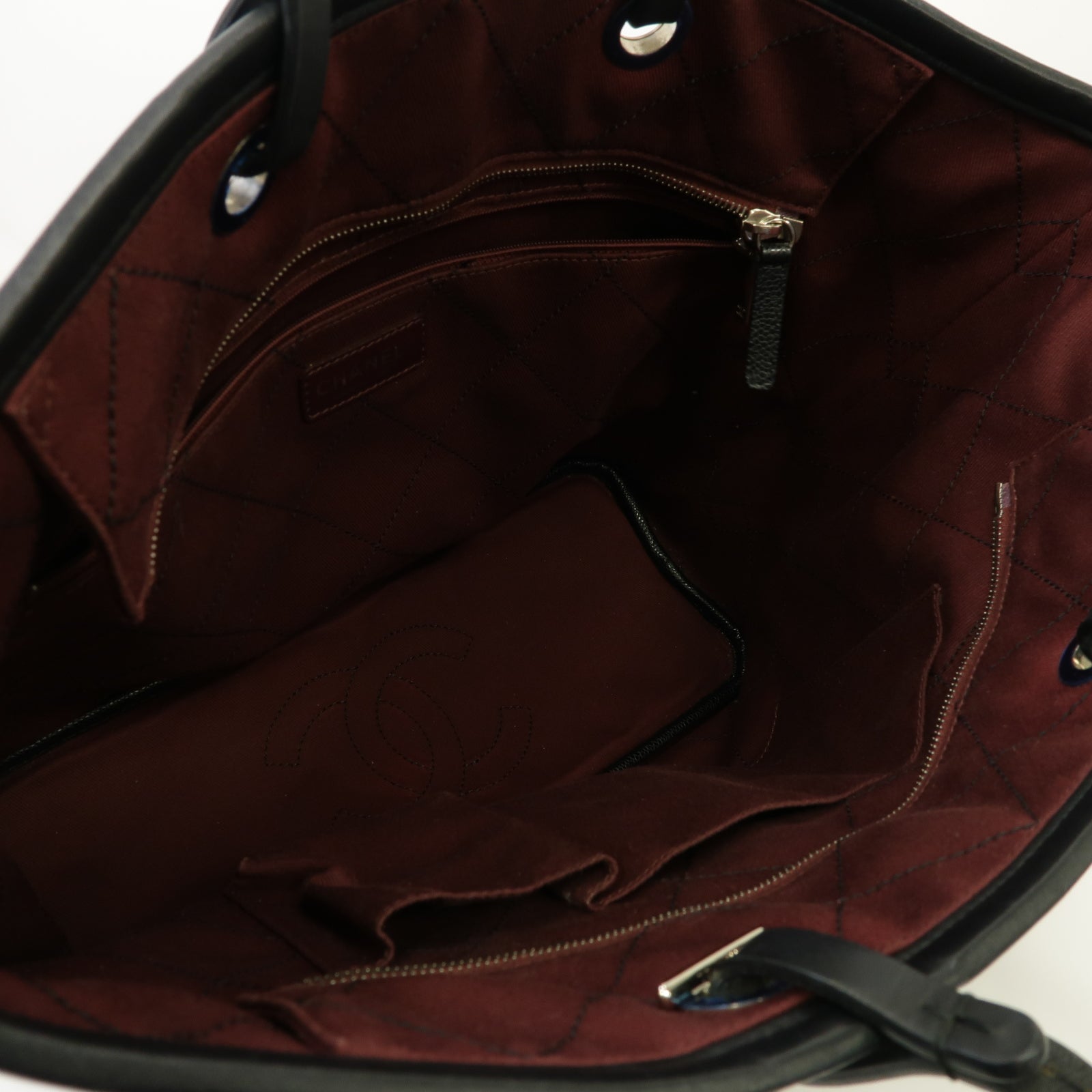 CHANEL 【激減優惠】菱格Caviar皮革Tote Bag銀扣手挽袋黒色
