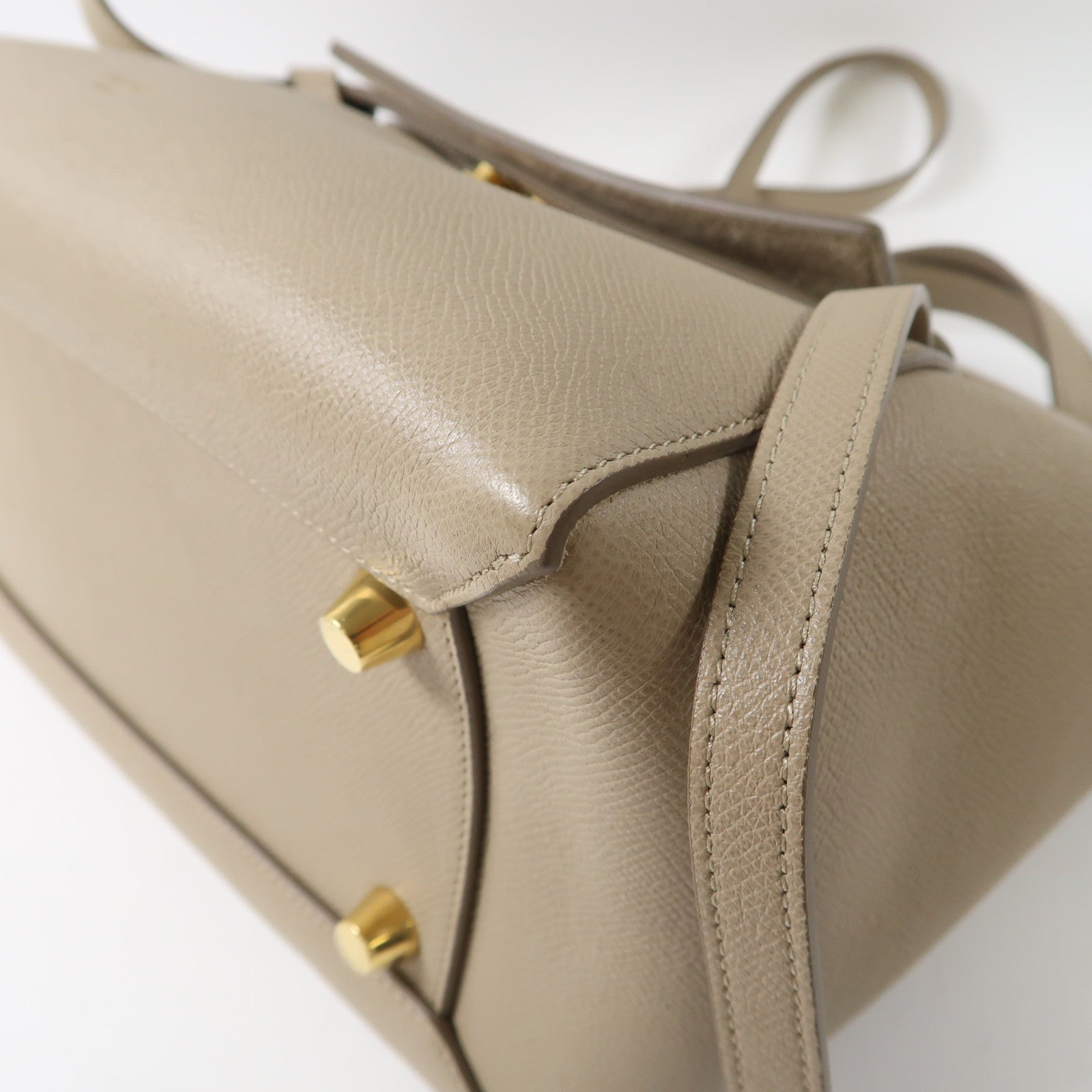 CELINE 牛皮皮革Belt Bag金扣手挽肩背兩用袋杏色