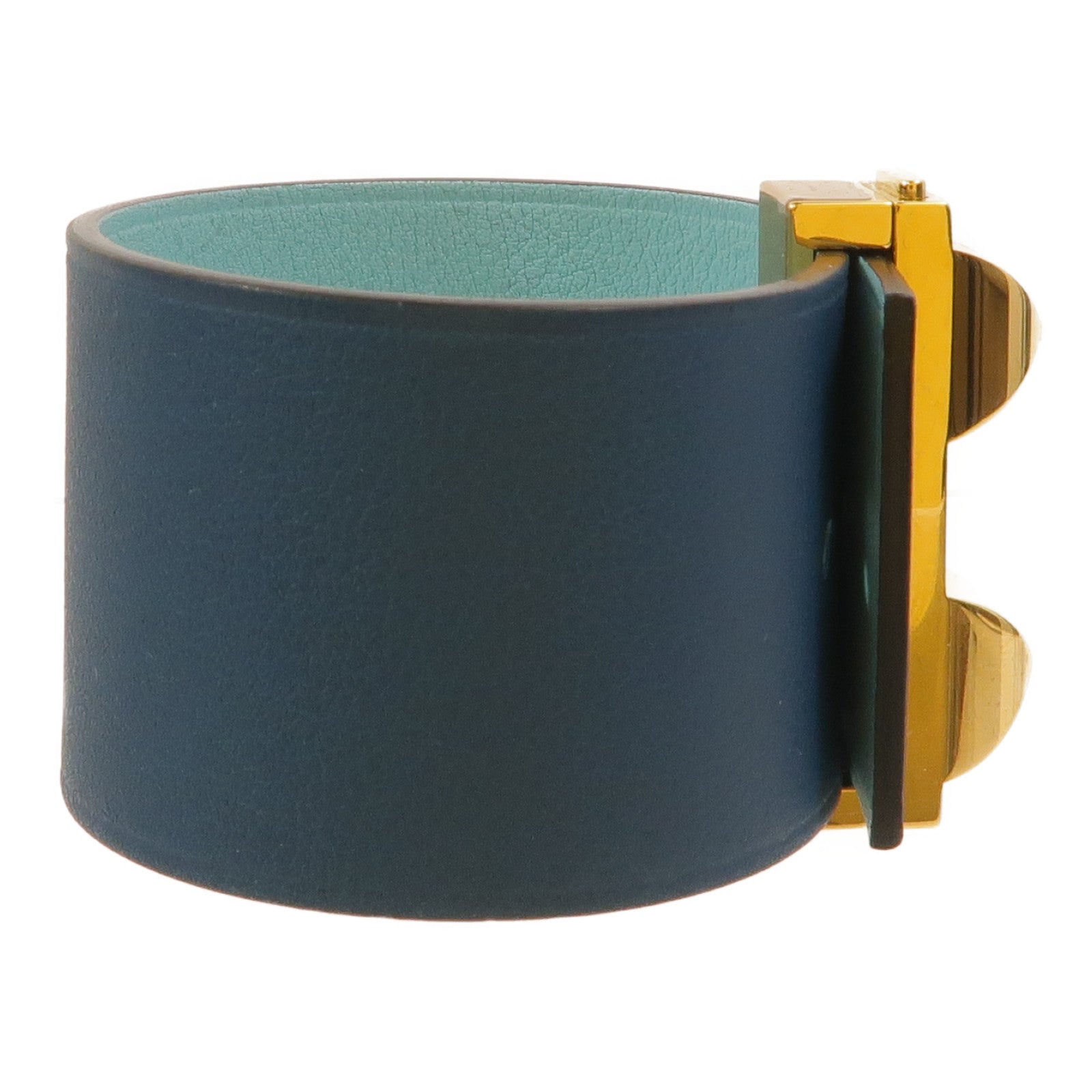 HERMES Swift皮革Collier de Chien PM手鐲Bleu Tie/Ciel