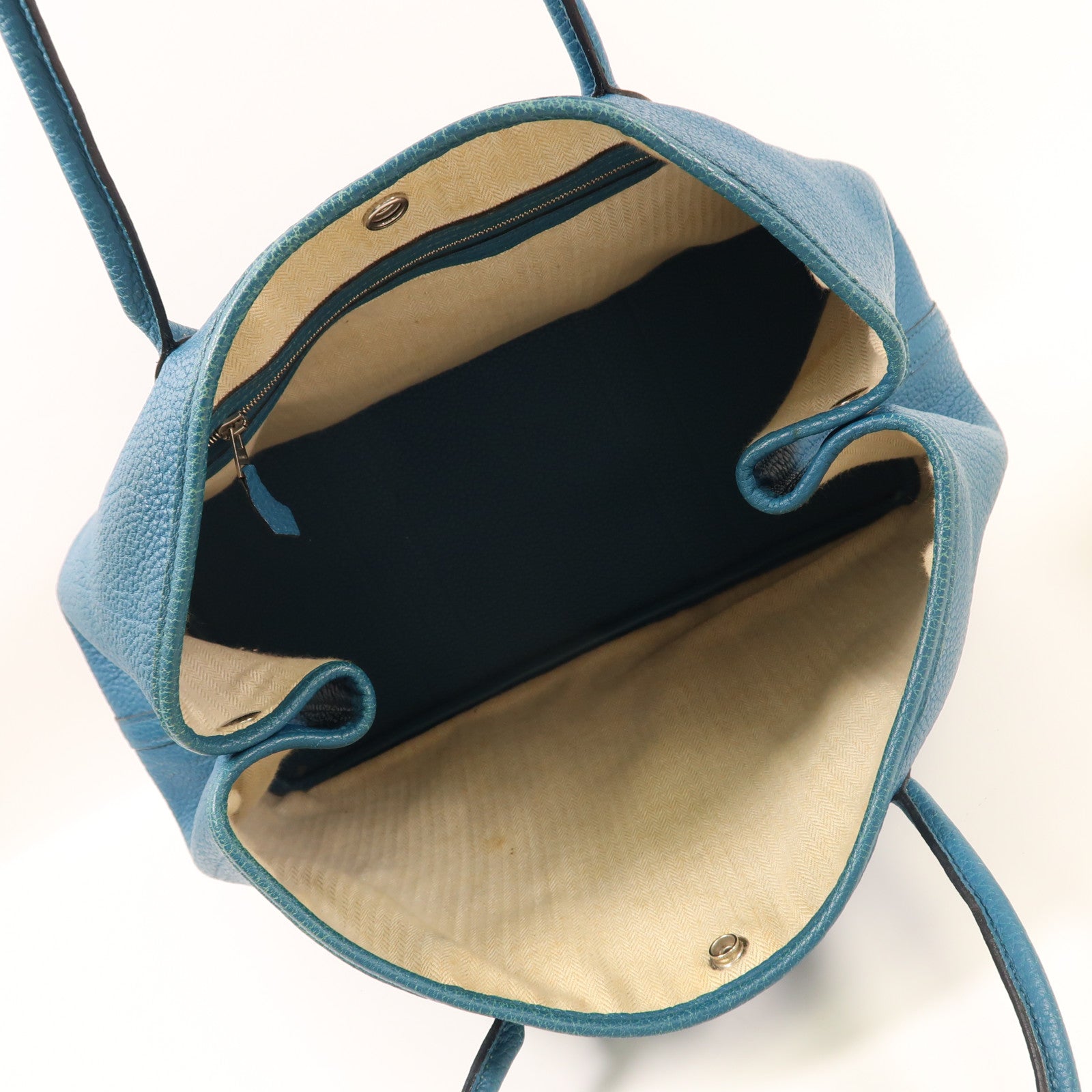 HERMES【激減優惠】 Negonda皮革Garden Party PM銀扣手挽袋Cobalt