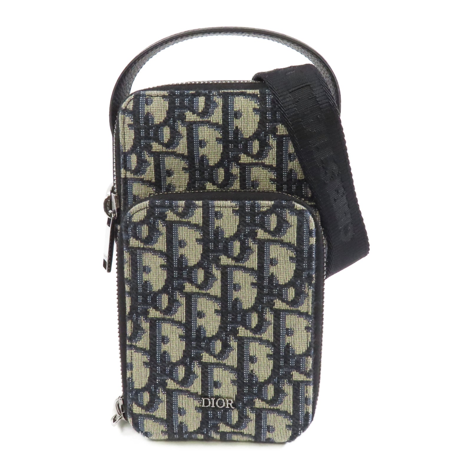 Dior 帆布2 Way Shoulder銀扣手挽肩背兩用袋藍色