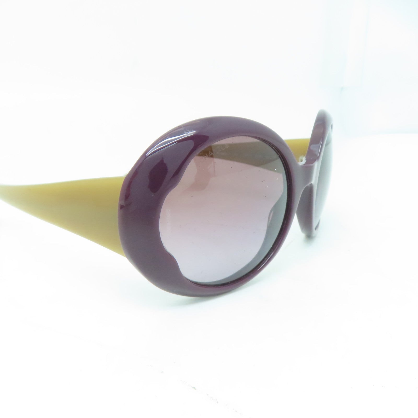CHANEL 【激減優惠】PVC Sunglasses銀扣太陽眼鏡紫色/芥末色