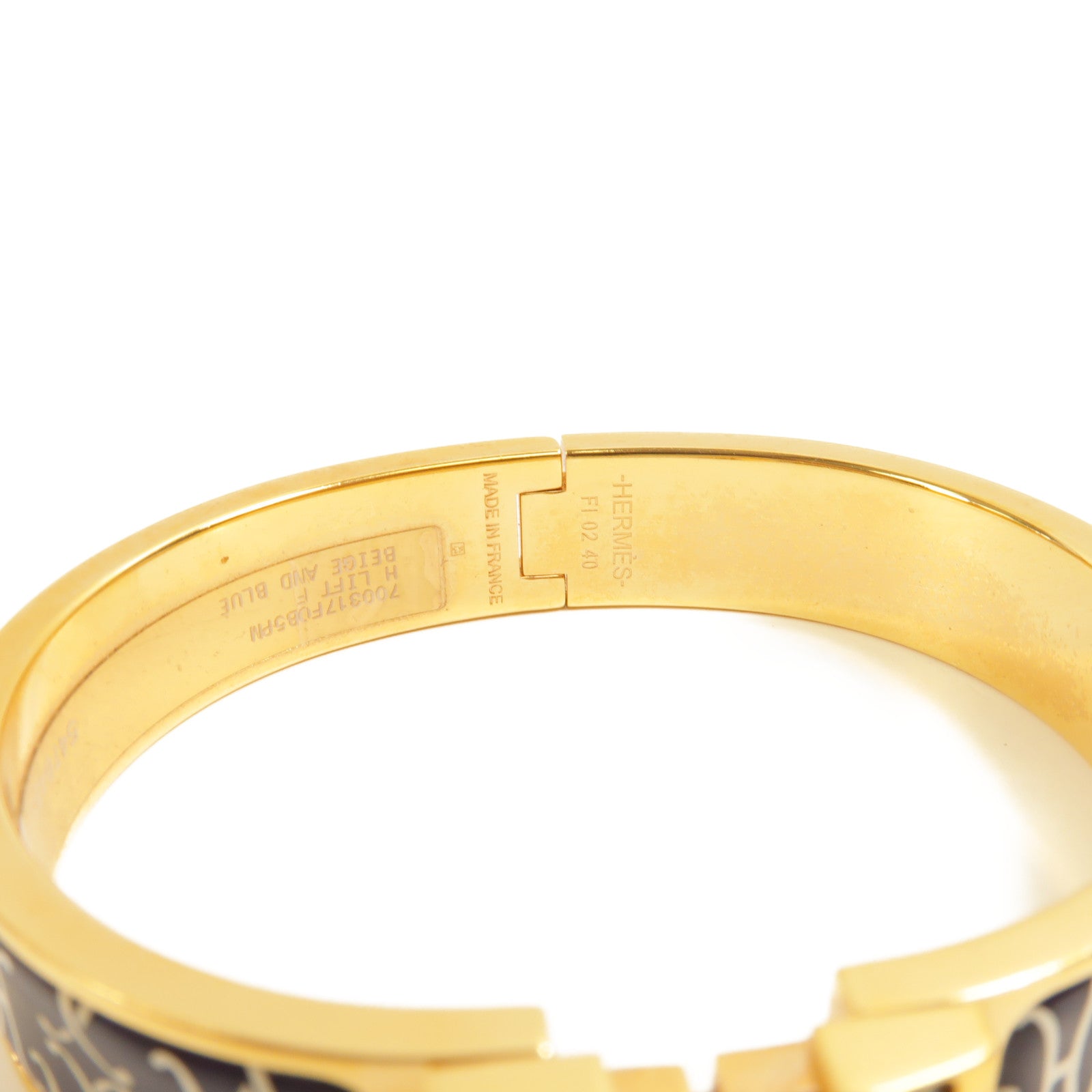 HERMES Clic H Bangle Metal Enamel Gold Blue