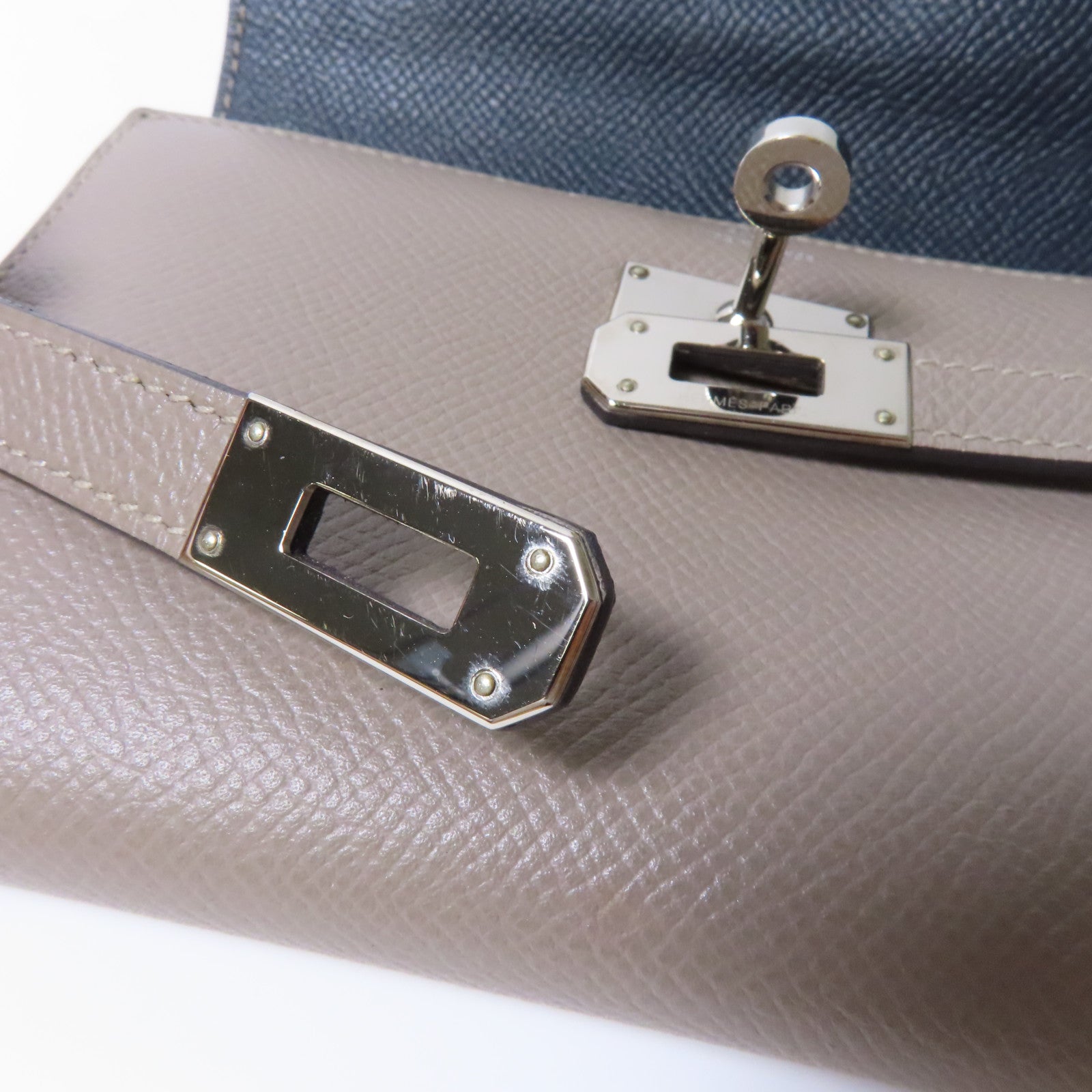 HERMES 【激減優惠】Epsom皮革Kelly Compact Wallet銀扣錢包啡色