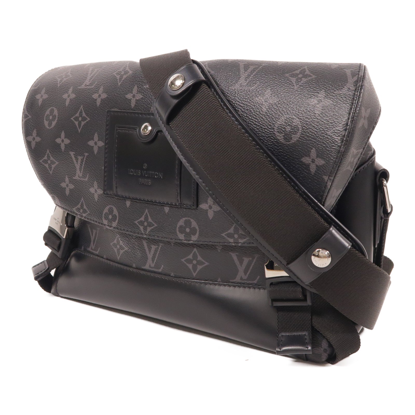 LOUIS VUITTON Monogram Eclipse Messenger PM Voyager銀扣肩背袋