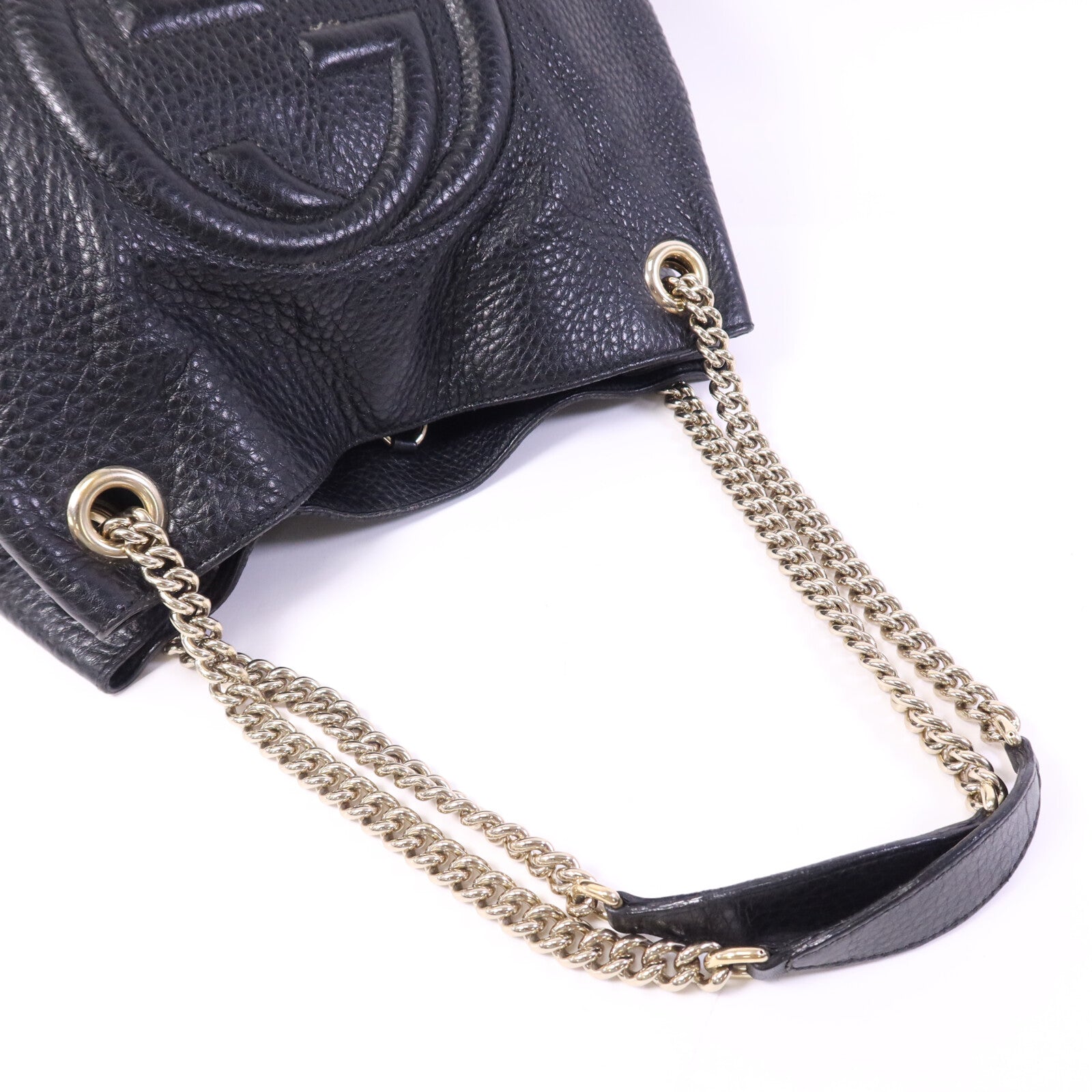 GUCCI 牛皮皮革Chain Shoulder Bag金扣鏈帶肩背袋