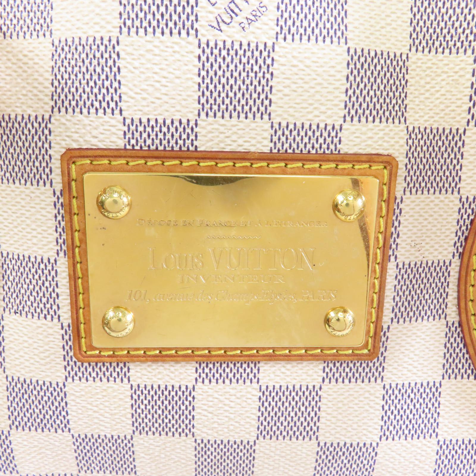 LOUIS VUITTON Damier Azur Hampstead MM金扣手挽袋白色