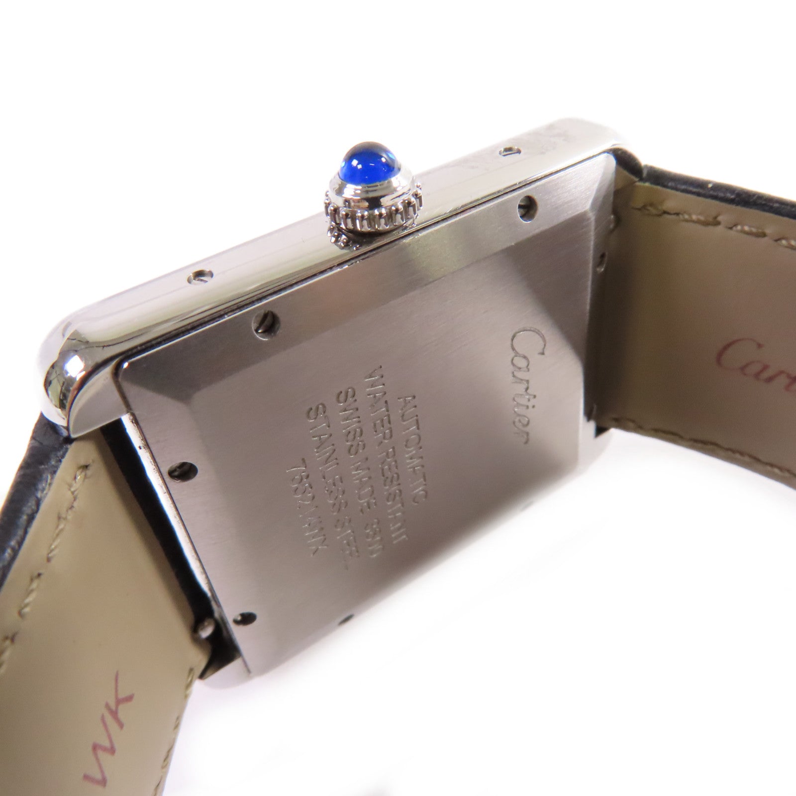 CARTIER Tank Solo XL Watch不鏽鋼/牛皮皮革帶自動機芯手錶白色/黑色
