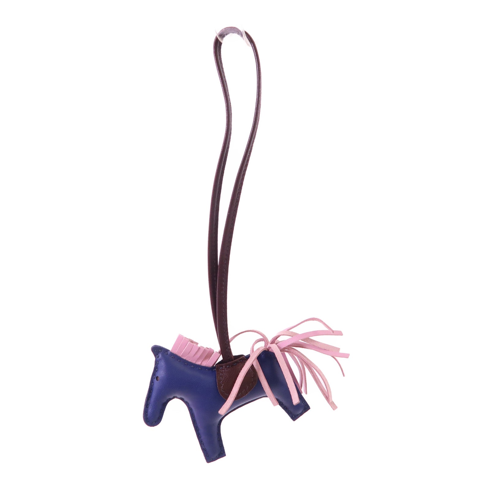 HERMES Milo皮革Rodeo PM掛飾Bleu Navy/Mauve Sylvestre