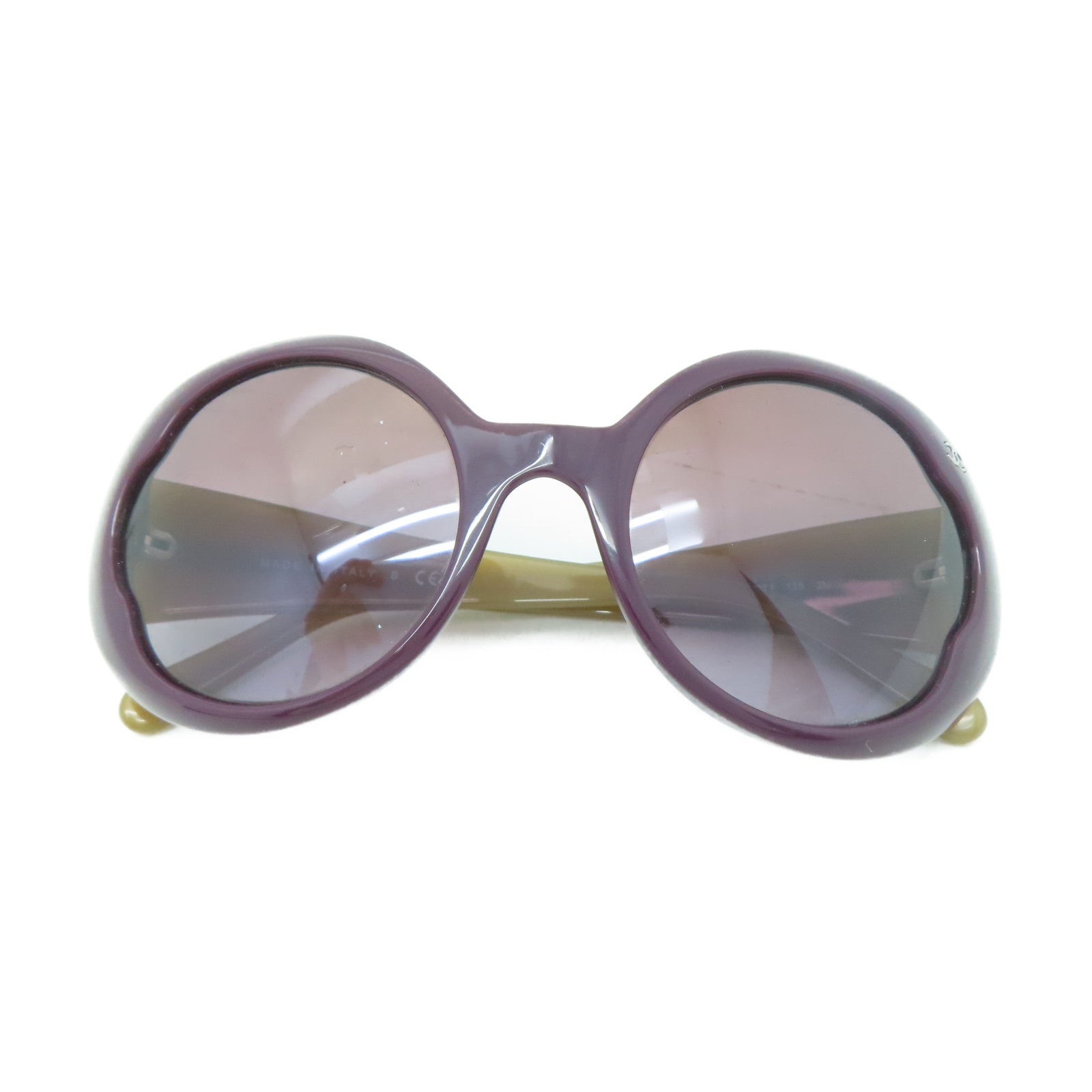 CHANEL 【激減優惠】PVC Sunglasses銀扣太陽眼鏡紫色/芥末色