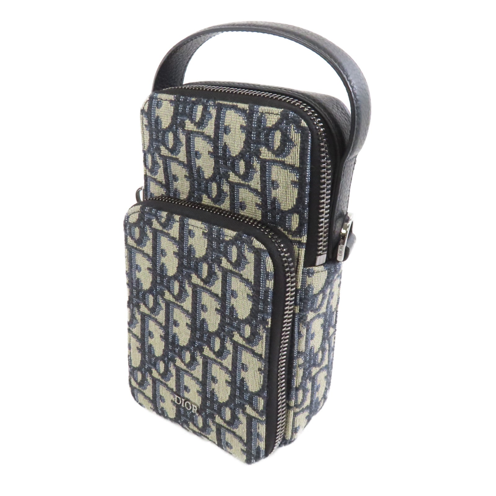 Dior 帆布2 Way Shoulder銀扣手挽肩背兩用袋藍色