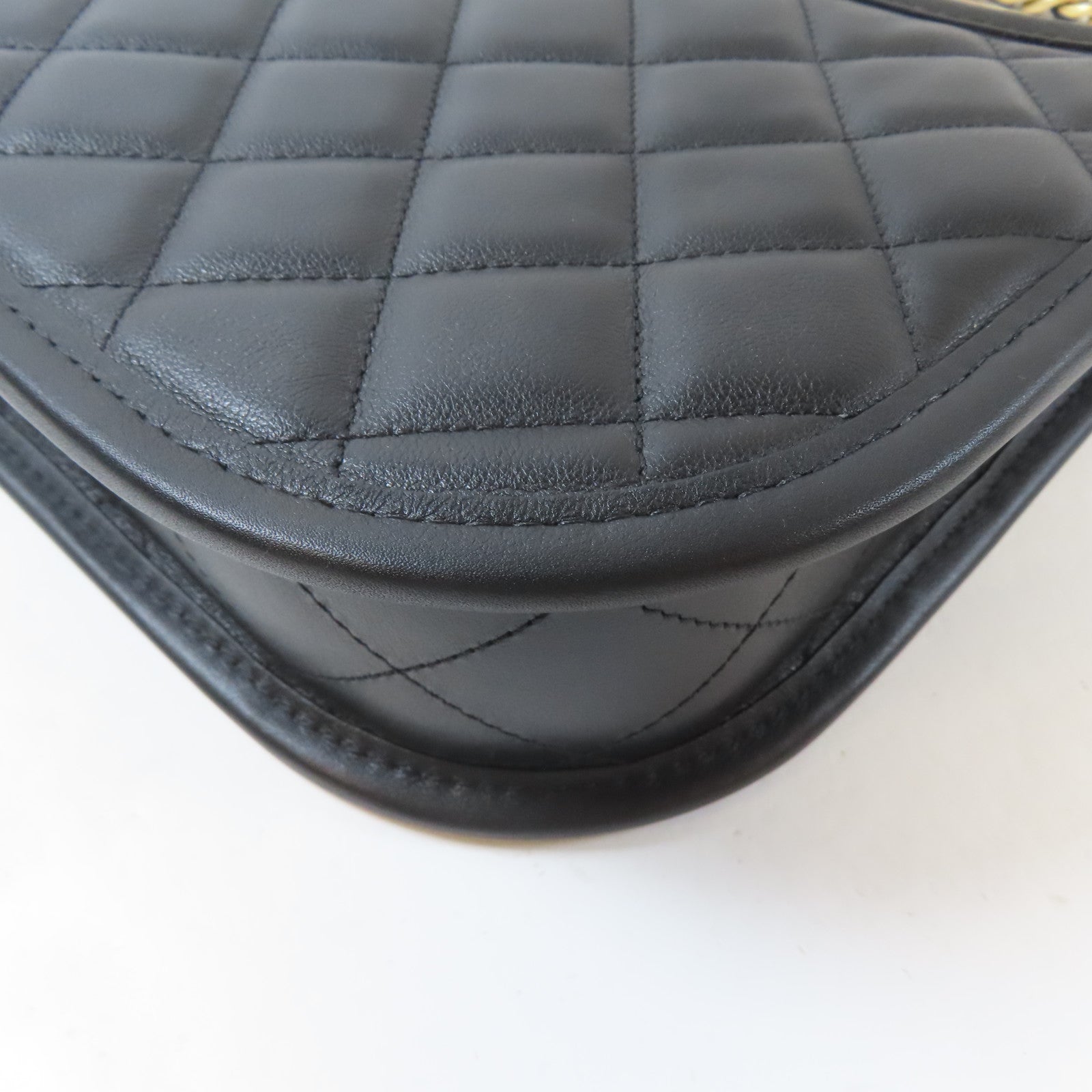 CHANEL 菱格牛皮皮革2 Way Shoulder金扣手挽肩背兩用袋黑色
