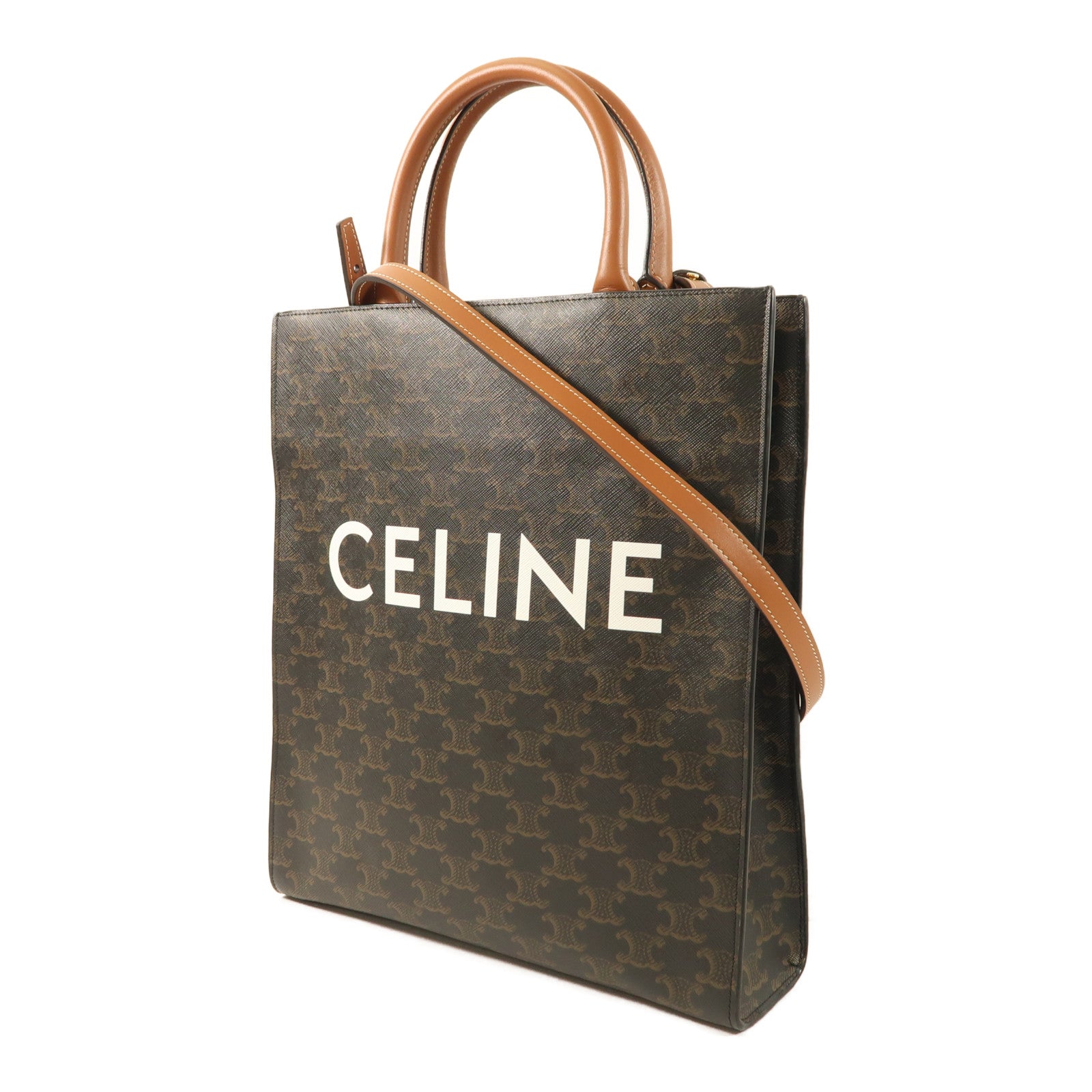 CELINE 塗層帆布Vertical Cabas In Triomphe金扣手挽肩背兩用袋