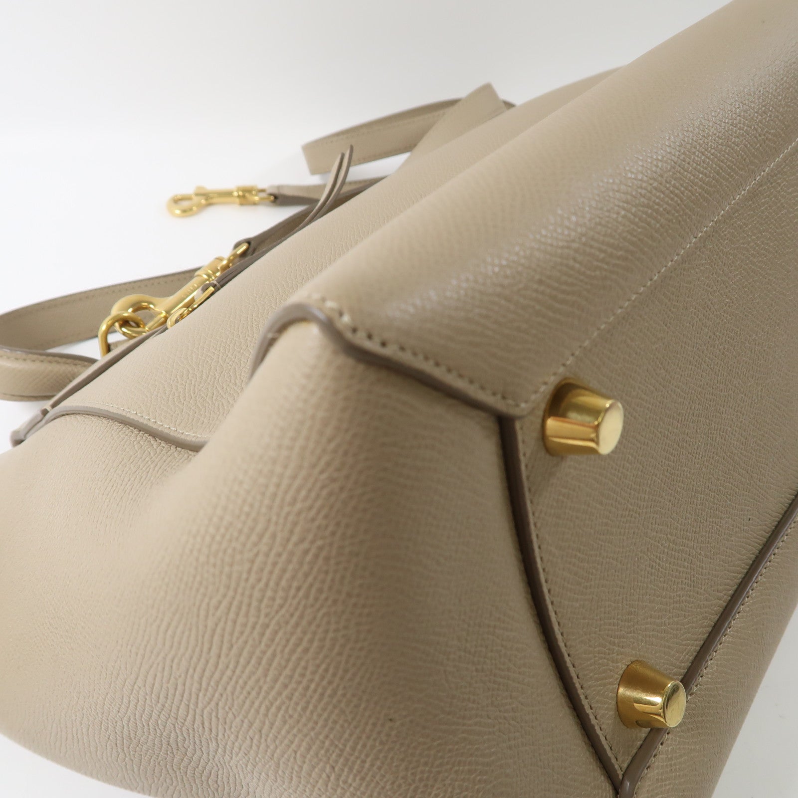 CELINE 牛皮皮革Belt Bag金扣手挽肩背兩用袋杏色