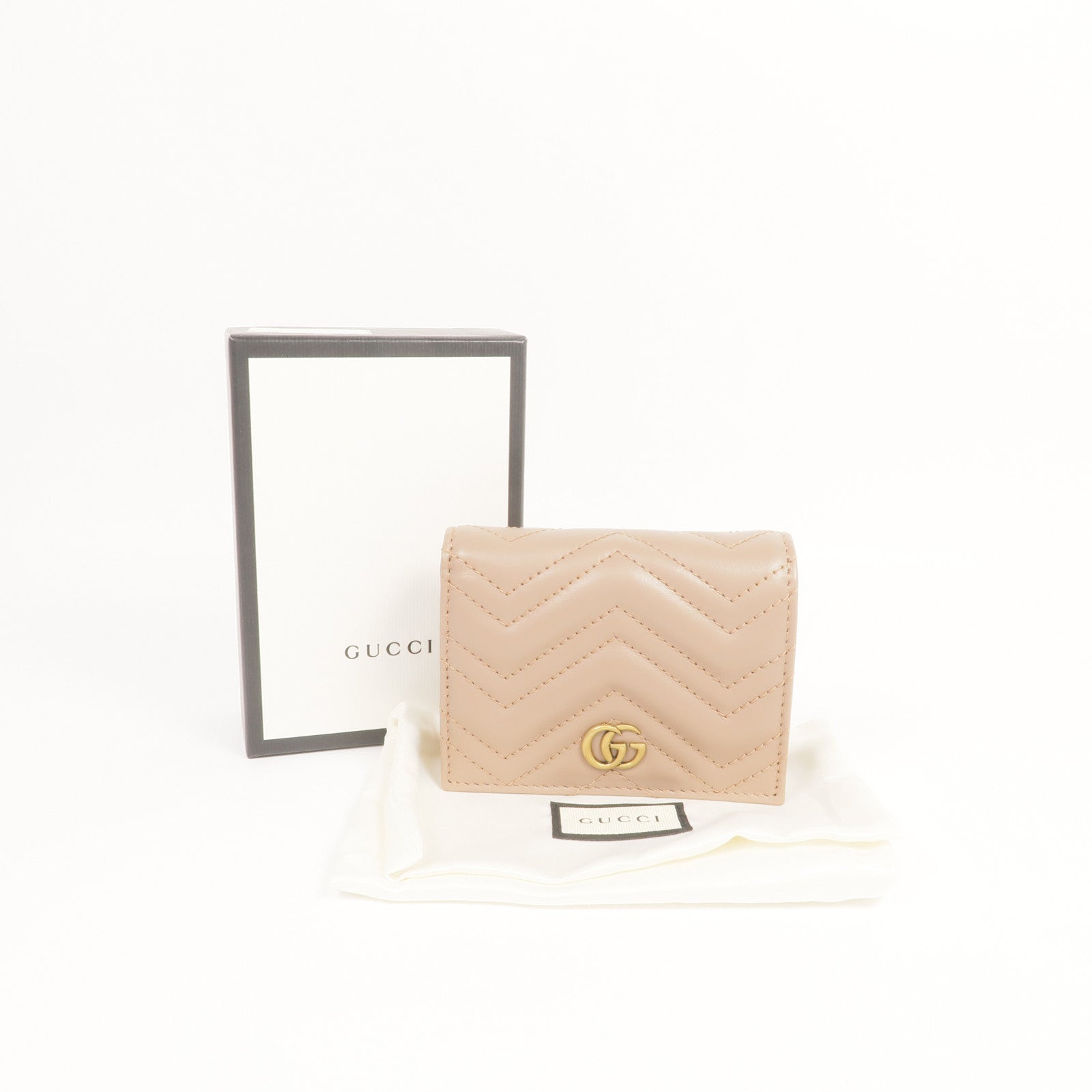 GUCCI 牛皮皮革GG Marmont Card Case Wallet金扣錢包