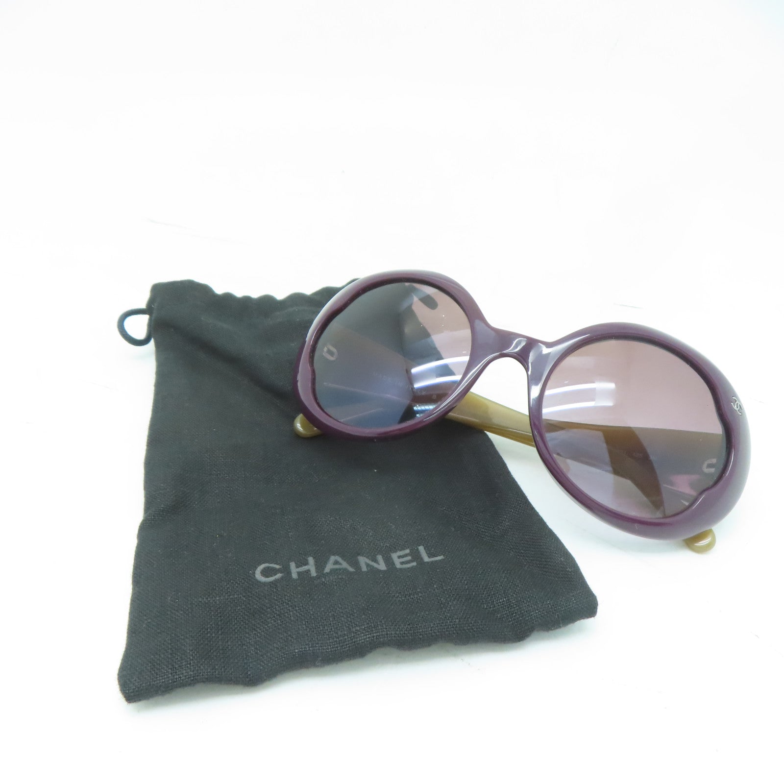 CHANEL 【激減優惠】PVC Sunglasses銀扣太陽眼鏡紫色/芥末色