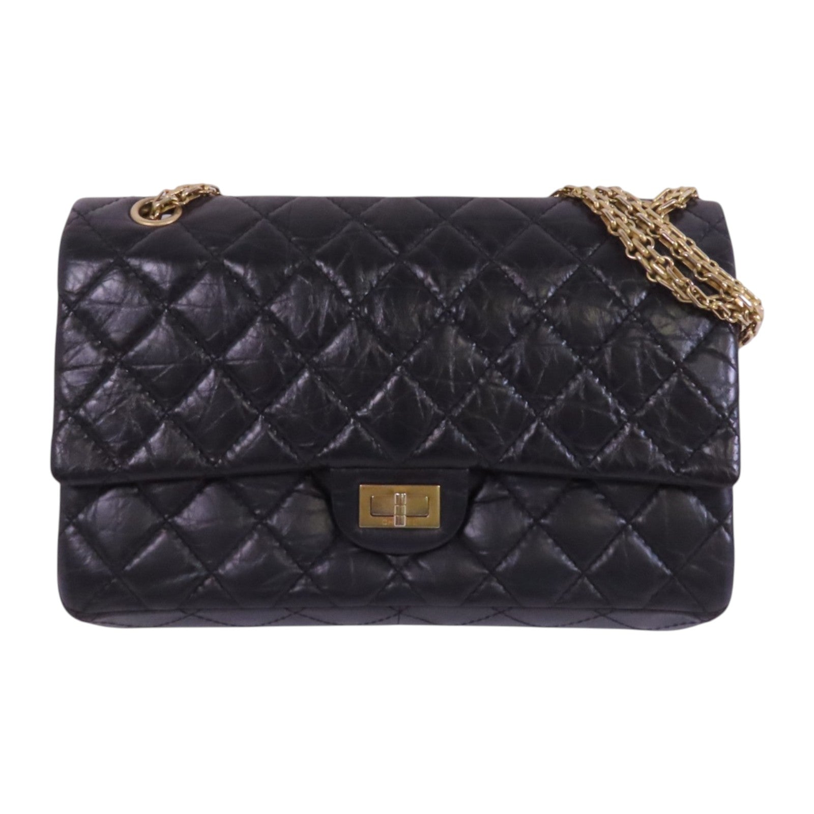 CHANEL 【激減優惠】牛皮皮革2.55 28cm金扣鏈帶肩背袋