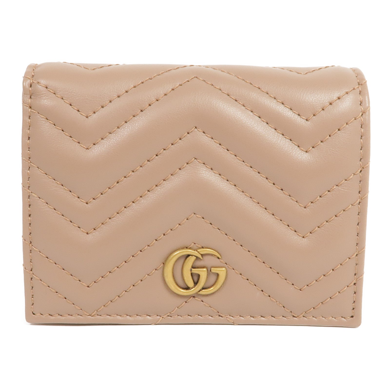 GUCCI 牛皮皮革GG Marmont Card Case Wallet金扣錢包