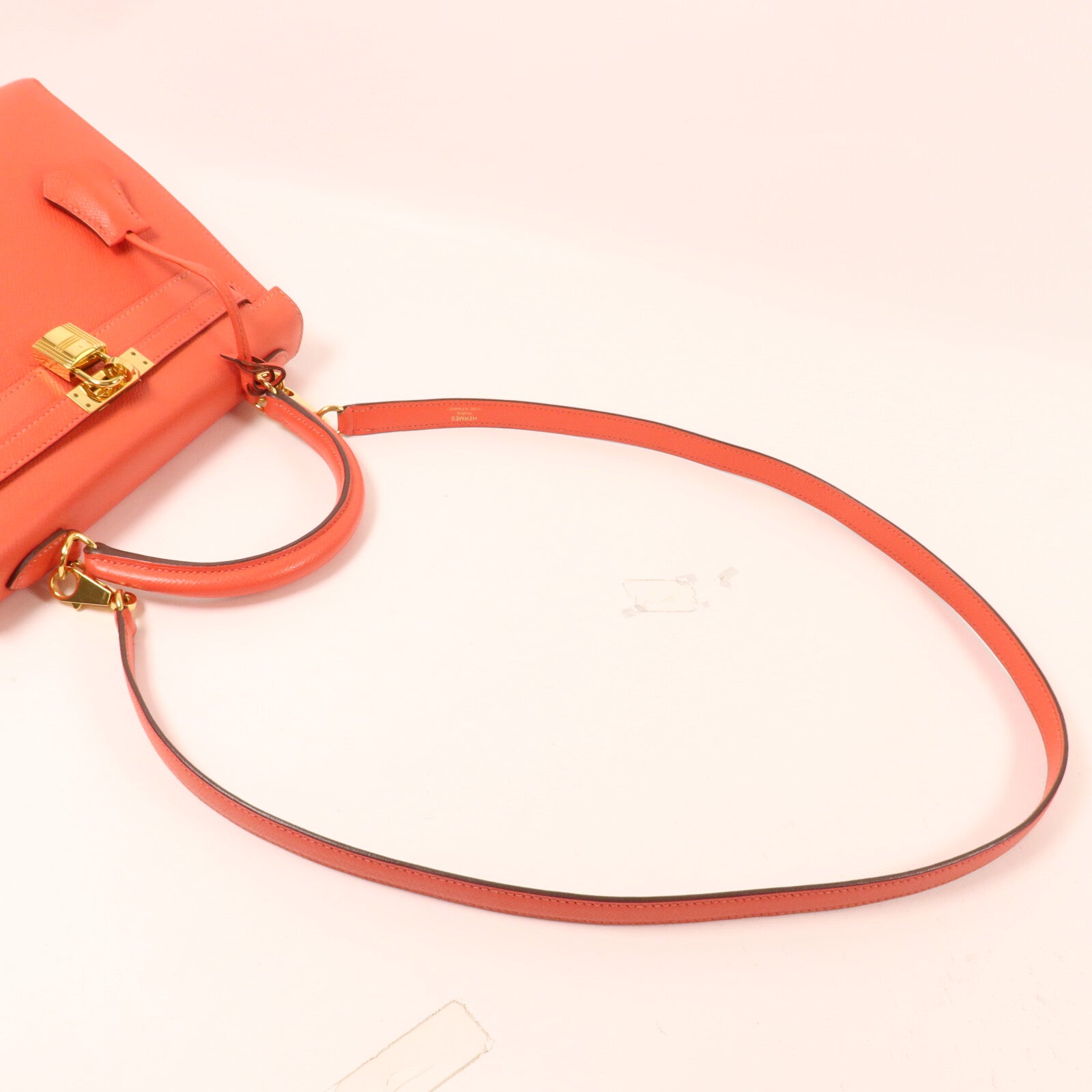 HERMES Epsom皮革Kelly 25手挽肩背兩用袋Rouge Tomate