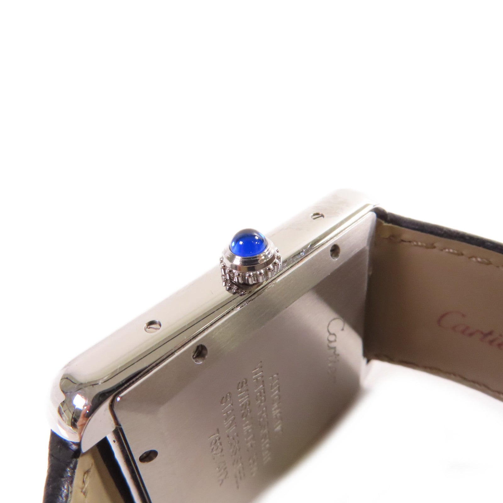 CARTIER Tank Solo XL Watch不鏽鋼/牛皮皮革帶自動機芯手錶白色/黑色
