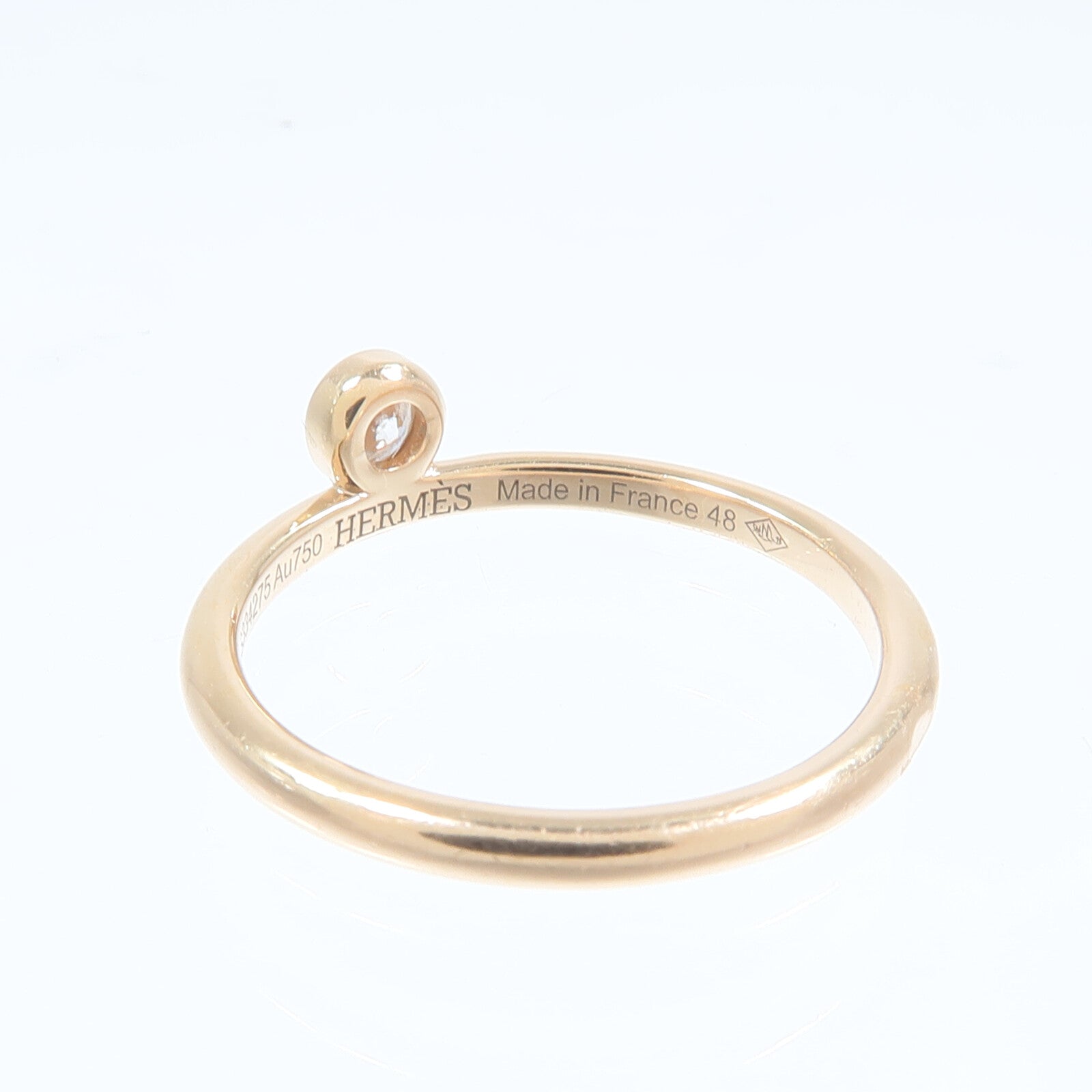 HERMES 18K玫瑰金Bague Link H Rond鑽石戒指