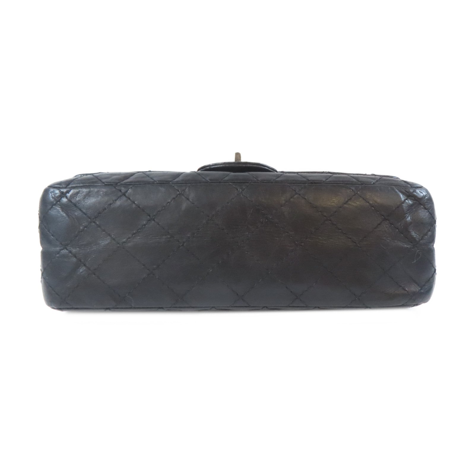 CHANEL 菱格牛皮皮革2.55 Chain Shoulder Bag黑扣鏈帶肩背袋黑色
