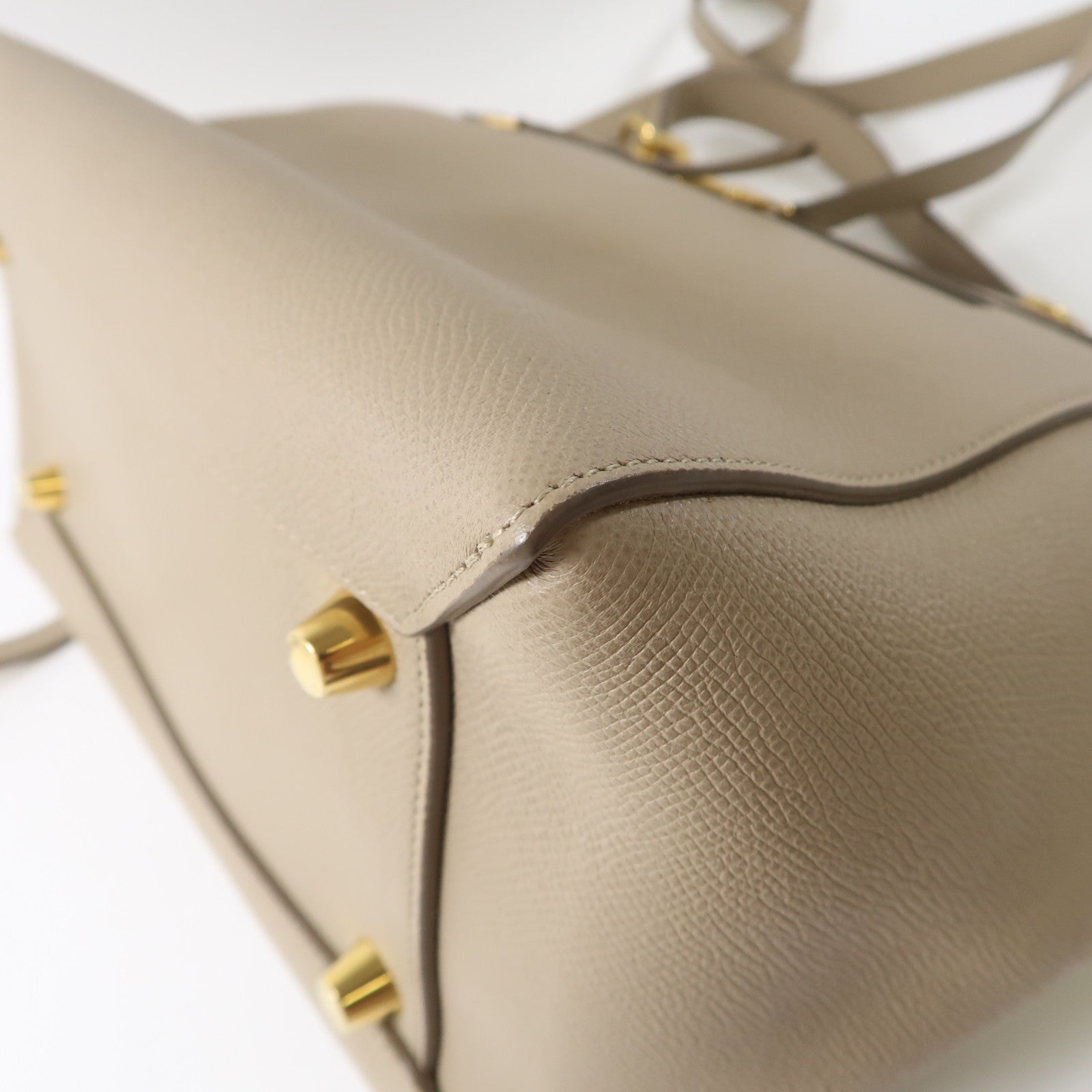 CELINE 牛皮皮革Belt Bag金扣手挽肩背兩用袋杏色