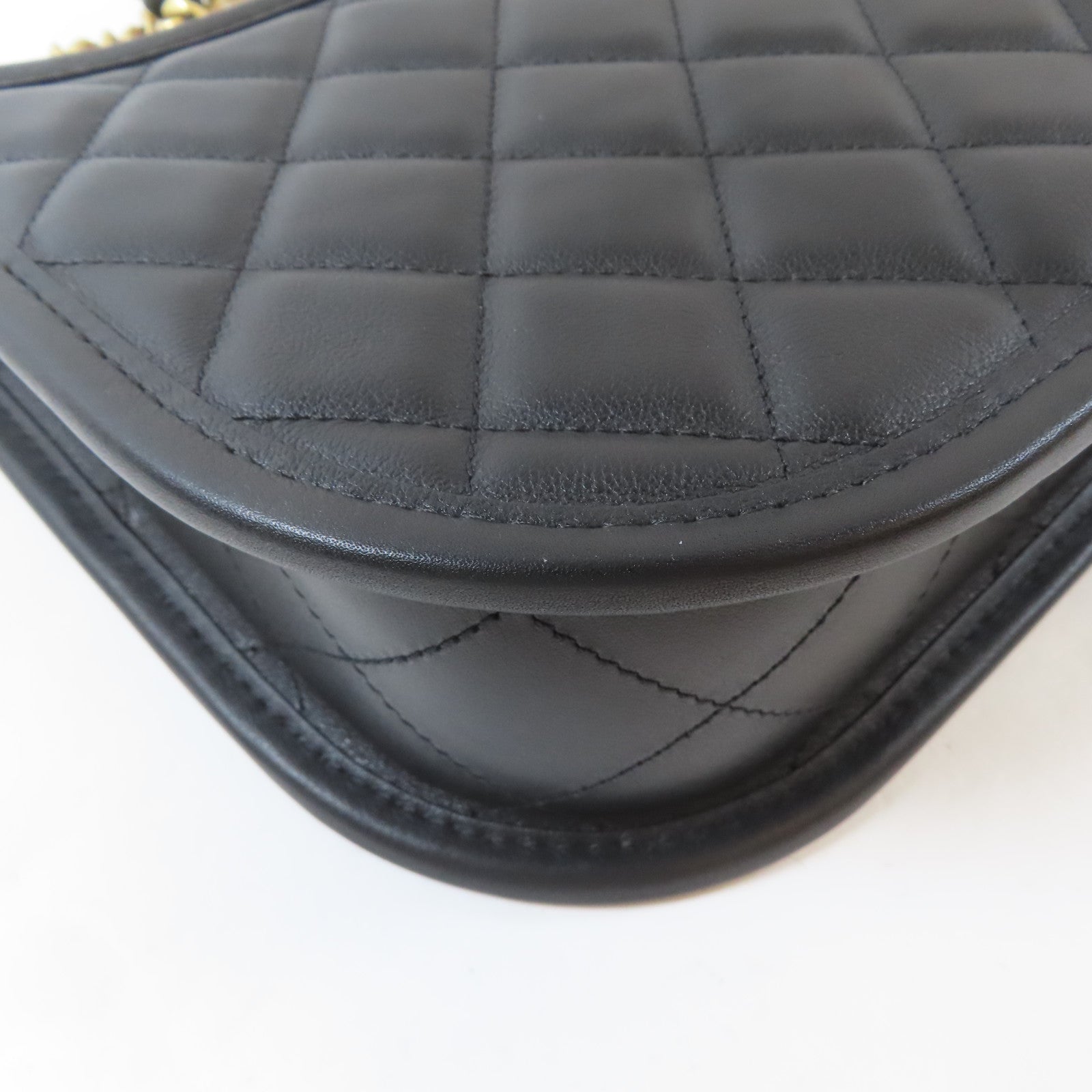 CHANEL 菱格牛皮皮革2 Way Shoulder金扣手挽肩背兩用袋黑色