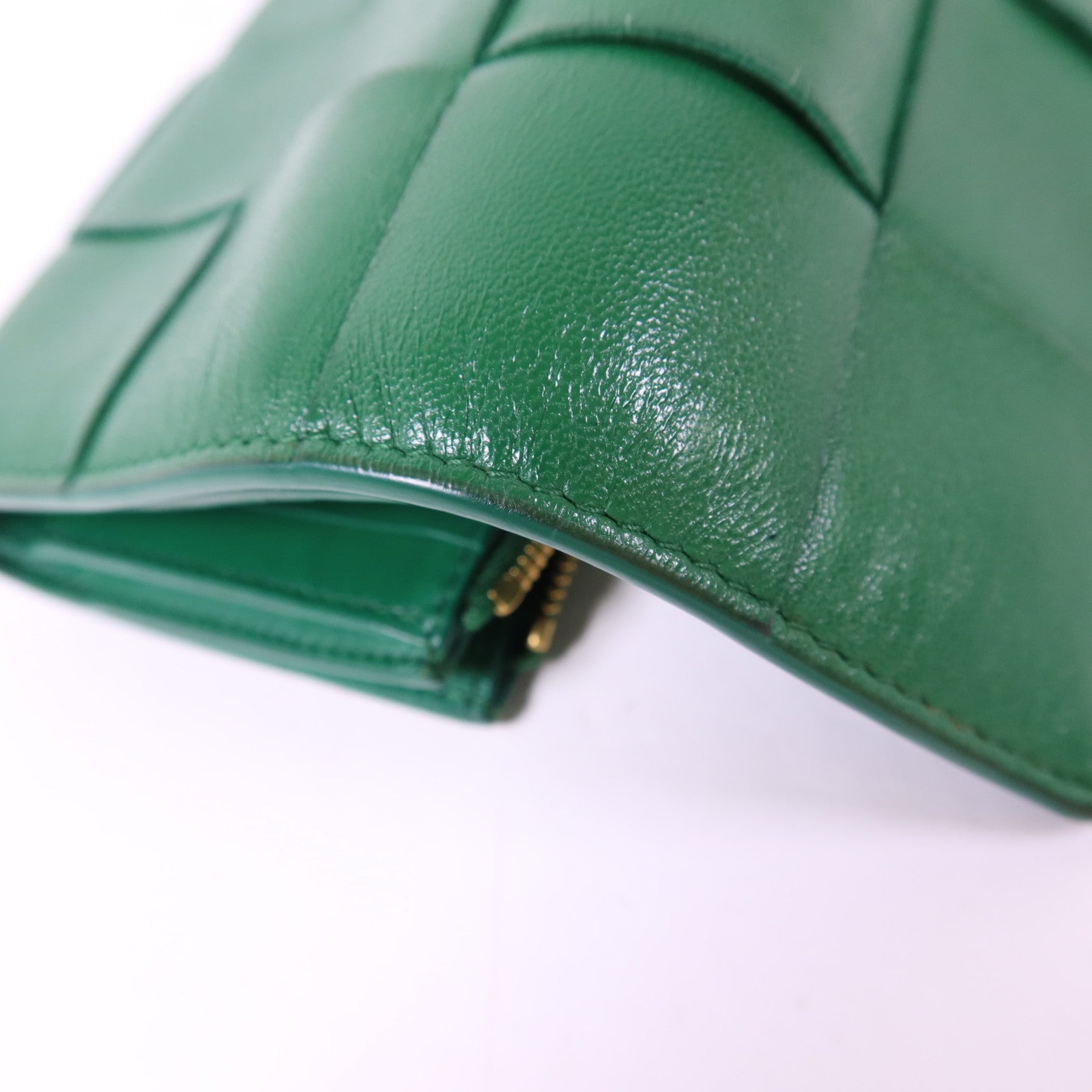 BOTTEGA VENETA 羊皮皮革Cassette Trifold Short Wallet金扣錢包