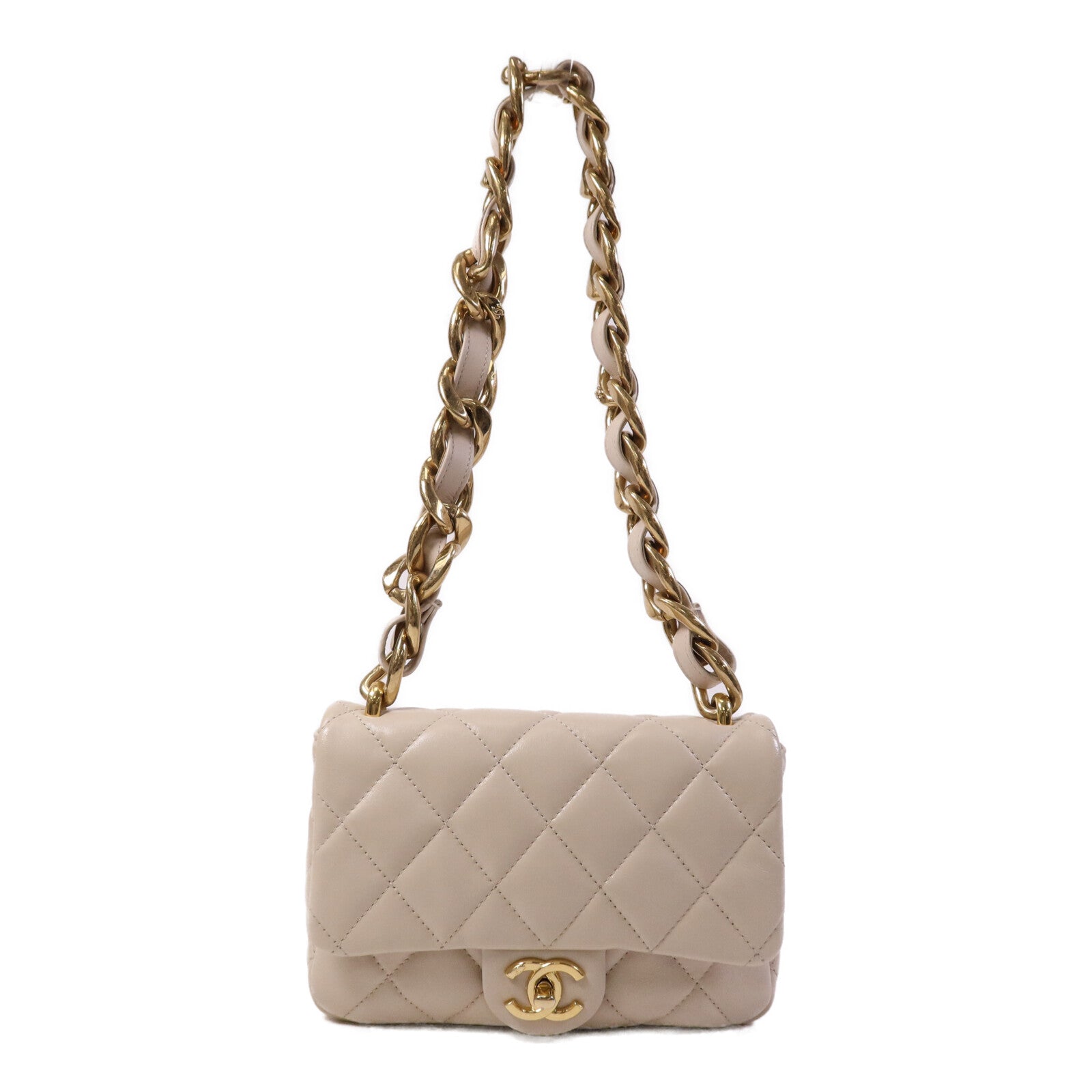 CHANEL 【激減優惠】牛皮皮革Chain Shoulder金扣肩背袋