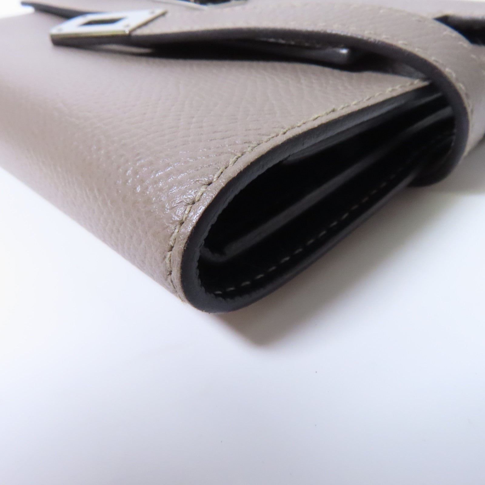 HERMES 【激減優惠】Epsom皮革Kelly Compact Wallet銀扣錢包啡色