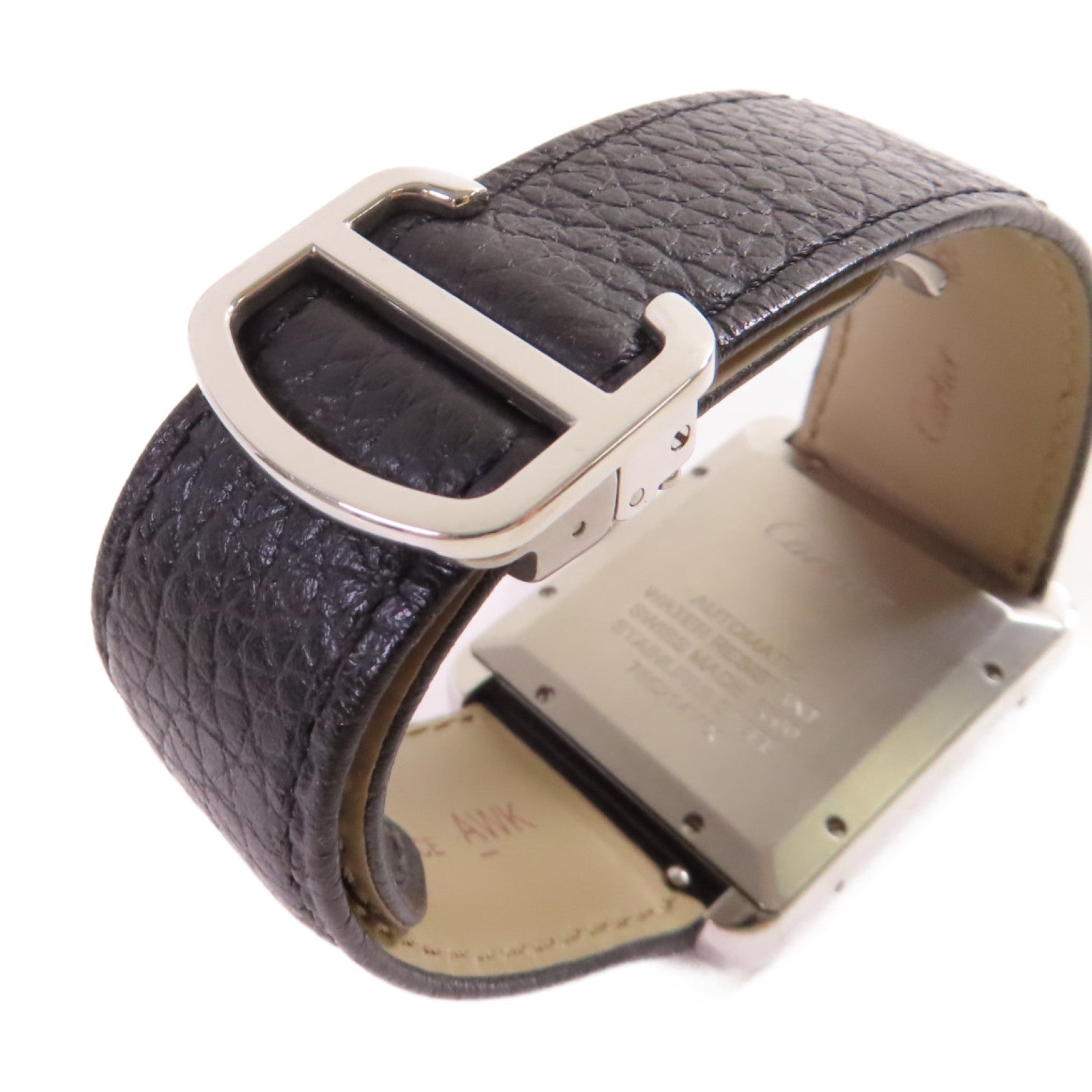 CARTIER Tank Solo XL Watch不鏽鋼/牛皮皮革帶自動機芯手錶白色/黑色