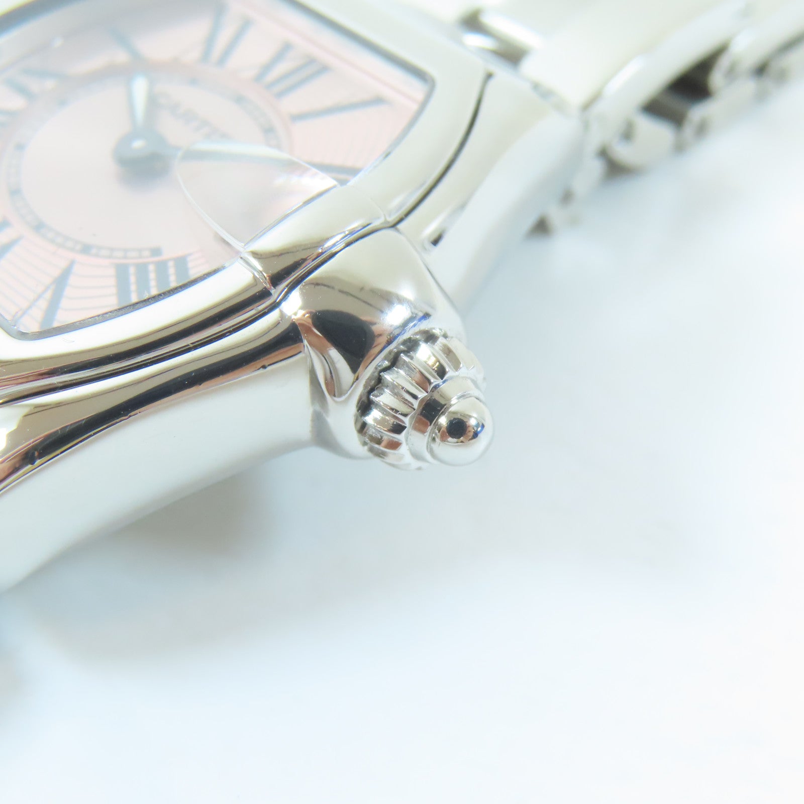 CARTIER Roadster不鏽鋼手錶石英機芯粉紅色
