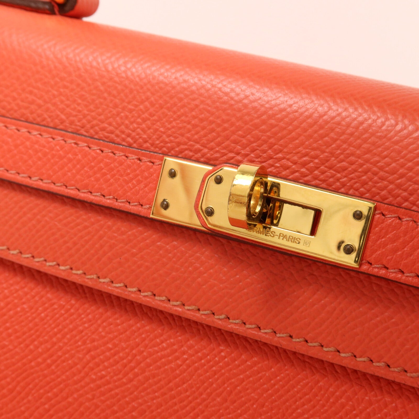 HERMES Epsom皮革Kelly 25手挽肩背兩用袋Rouge Tomate