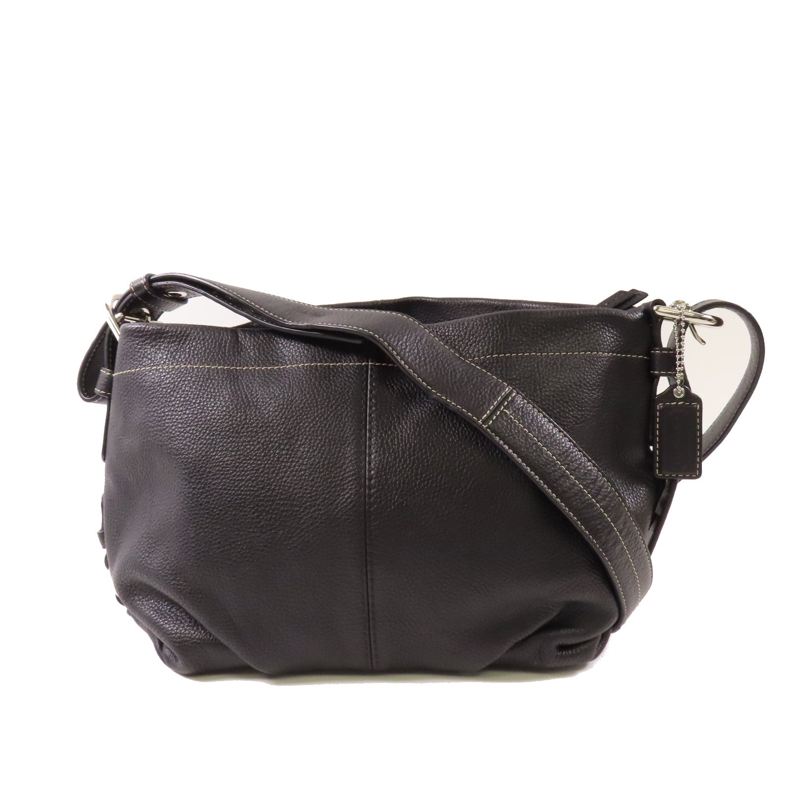 COACH 牛皮皮革Shoulder Bag銀扣肩背袋