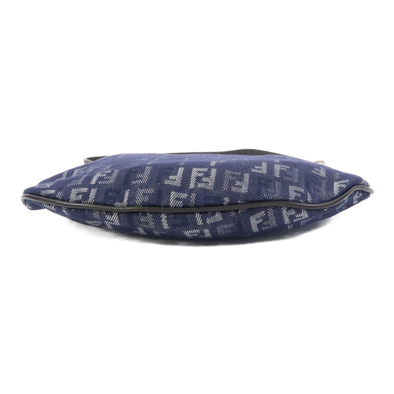 FENDI 帆布Zucchino Shoulder Bag銀扣肩背袋藍色